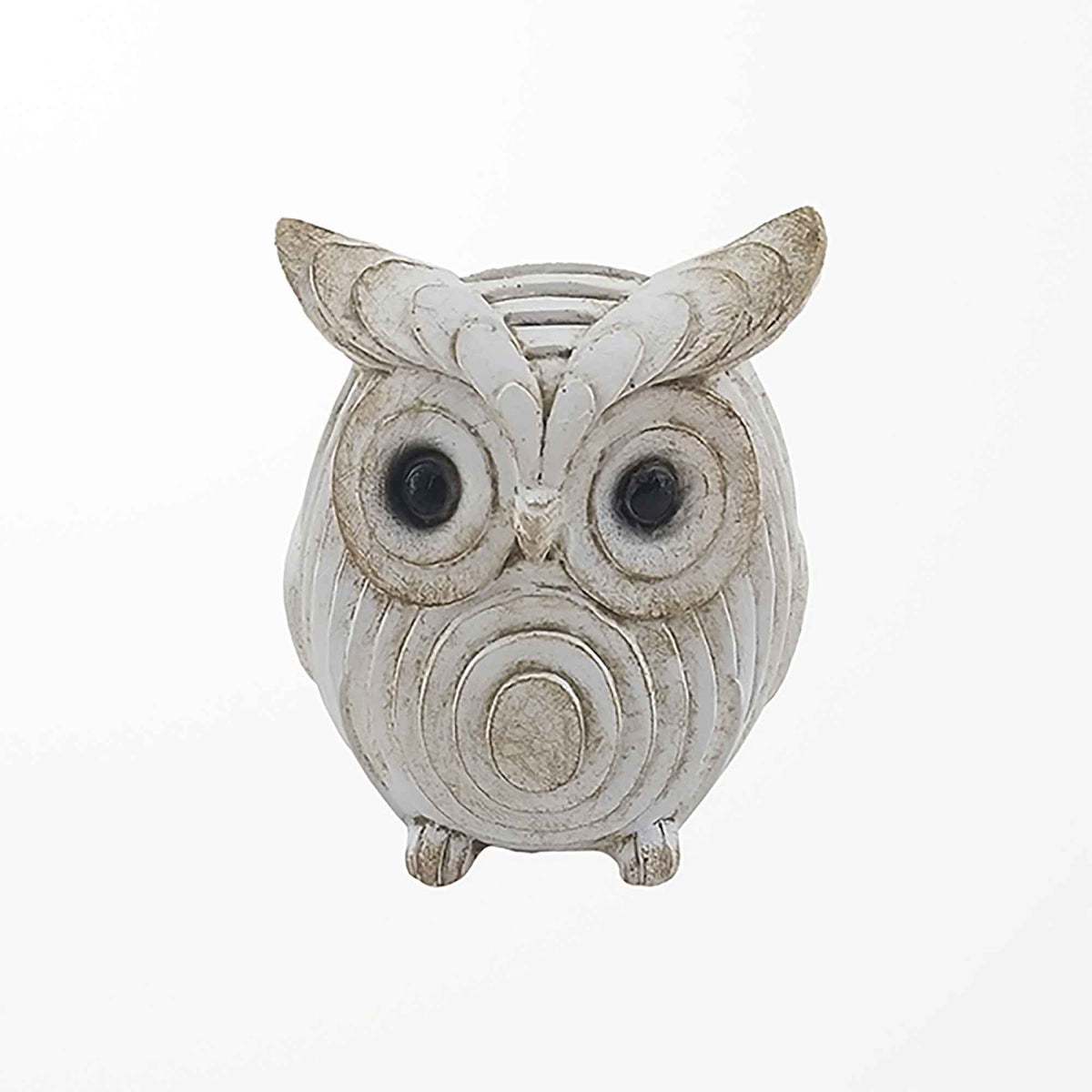 Décoration de chouette blanchie à la chaux, 5" x 4" x 6-1/2"
