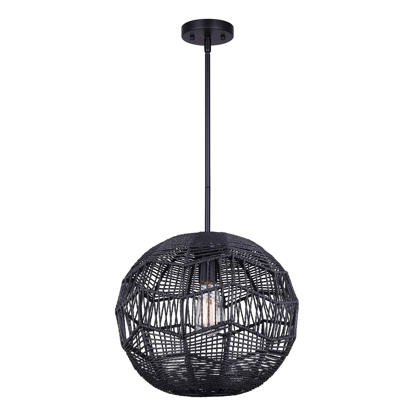 Luminaire suspendu Leona à 1 ampoule, noir