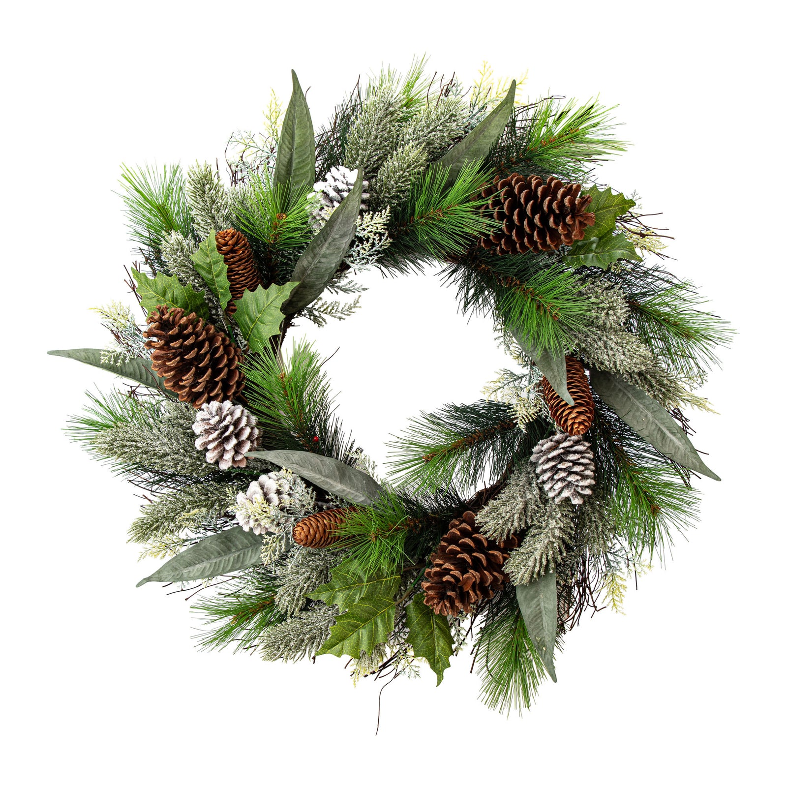 Couronne de pin avec feuillage et pommes de pin, 24" (61 cm)