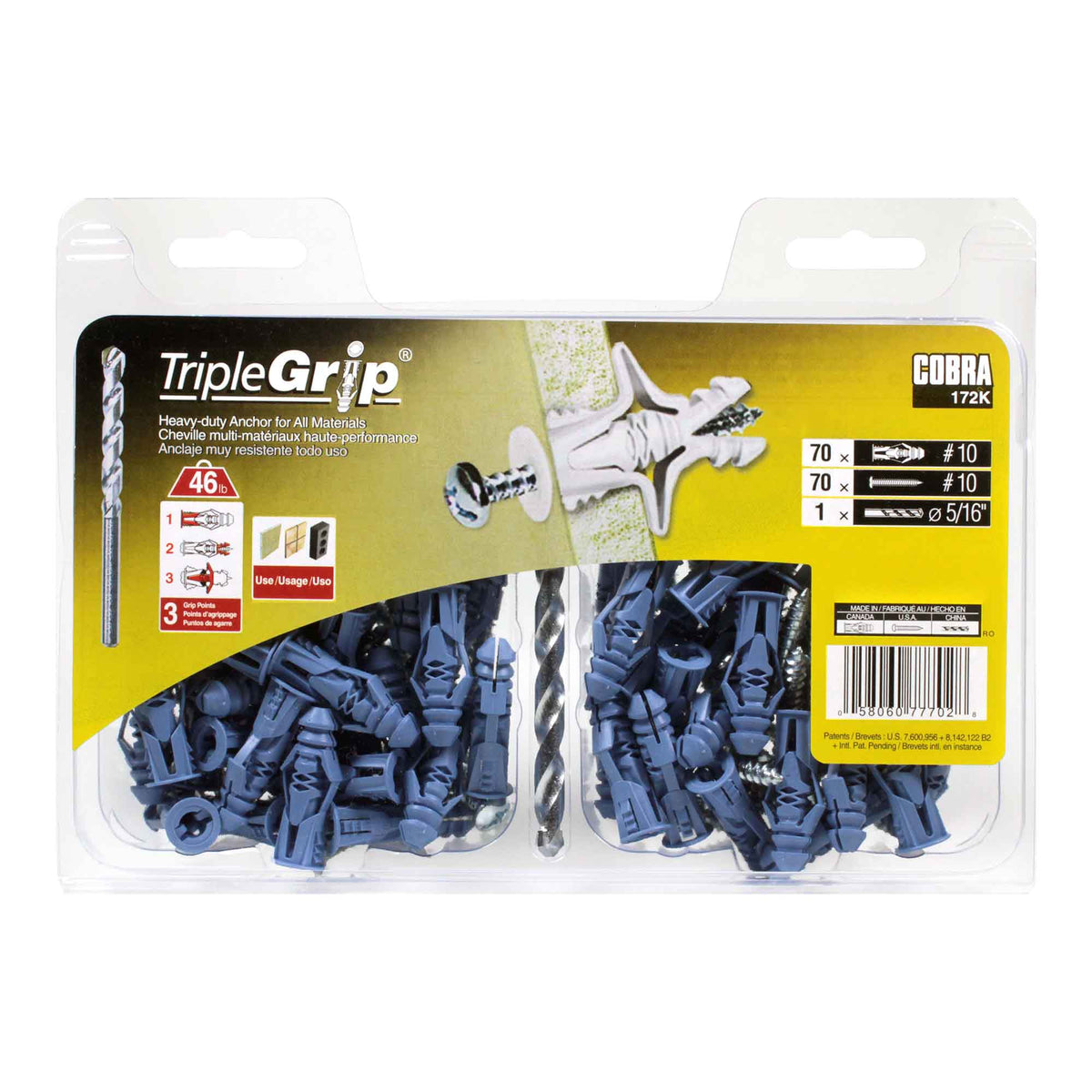 Ancrage Triple-Grip #10 x 1-1/2&quot;, 70 unités