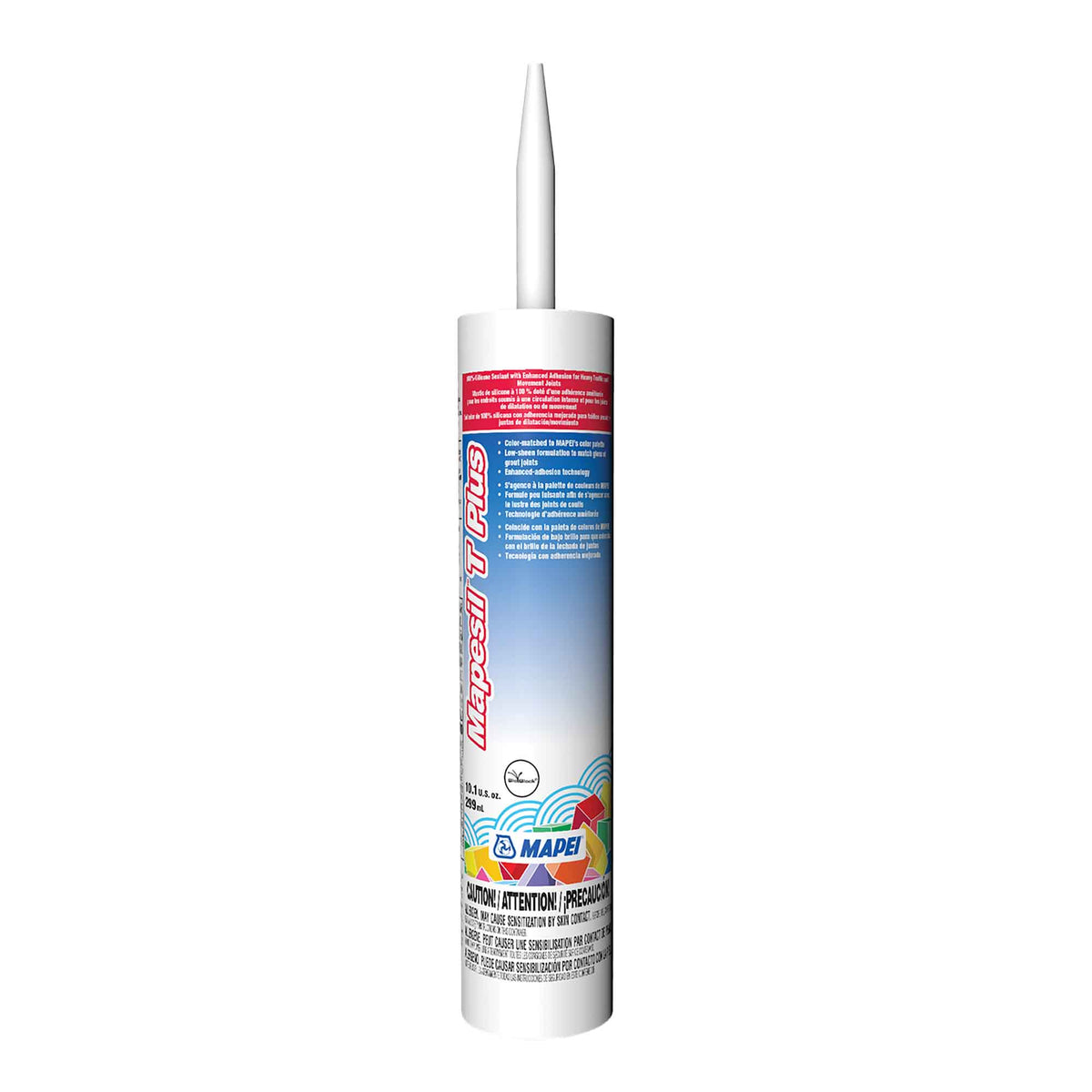 Mastic de silicone Mapesil T Plus de 299 ml, avalanche #5038