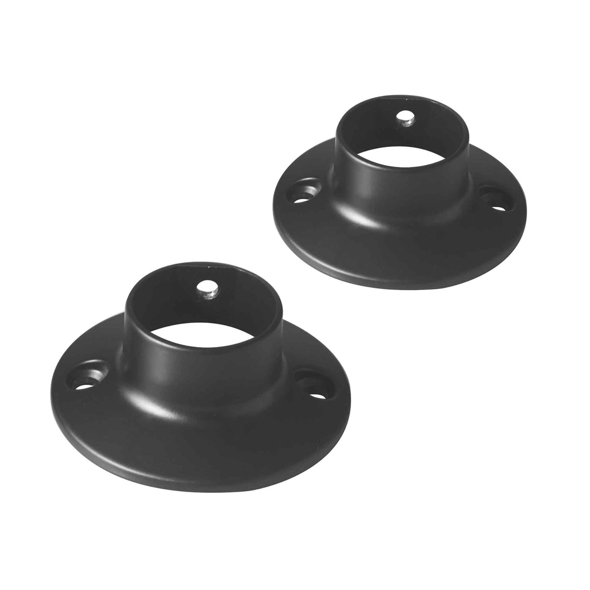 Col de tringle rond pour rideau de douche, noir mat (2 unités)