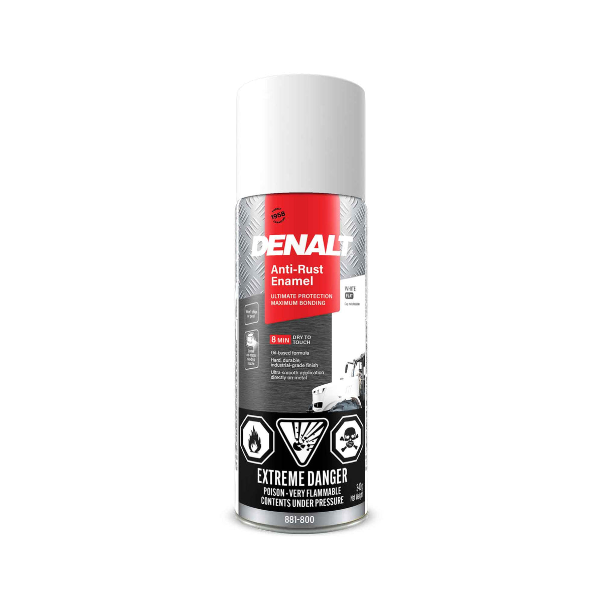 Émail antirouille en aérosol à base d’huile, 340 g (blanc mat)