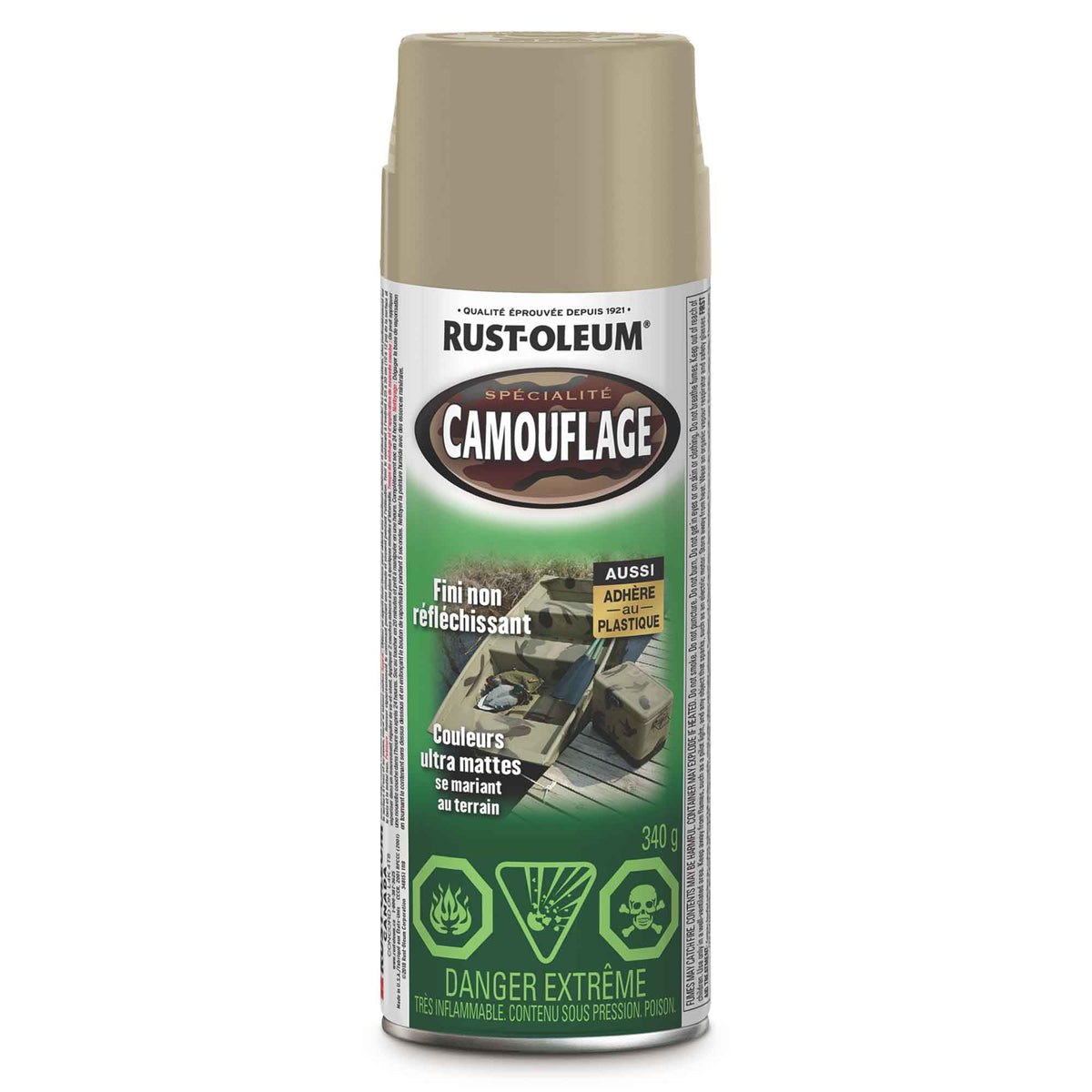 Peinture en aérosol Spécialité Camouflage kaki ultra mat, 340 g