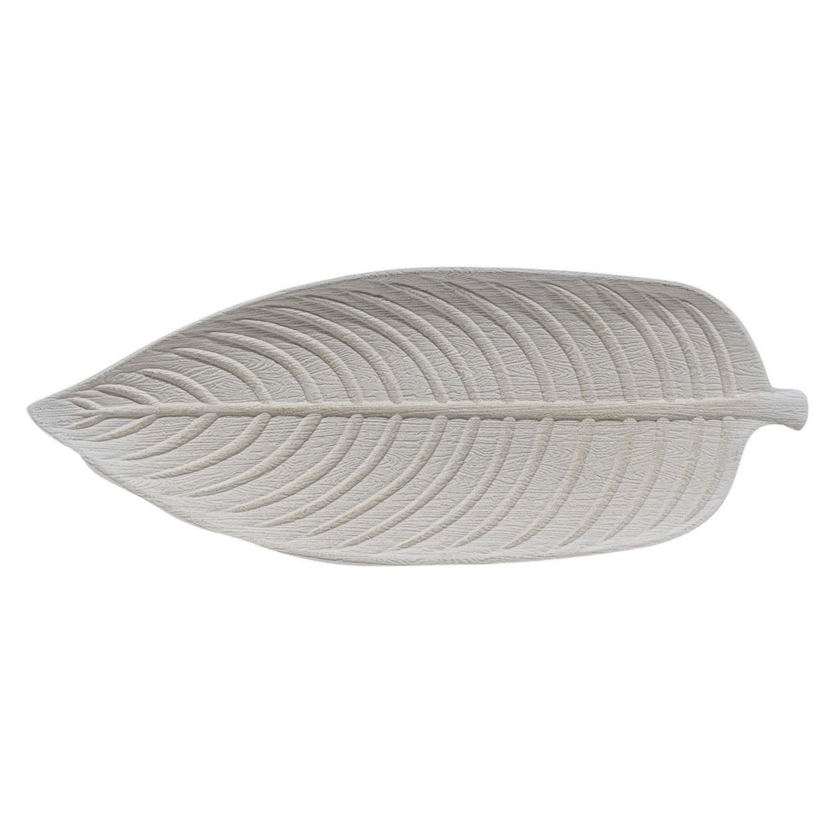 Plateau décoratif en bois en forme de feuille, blanc