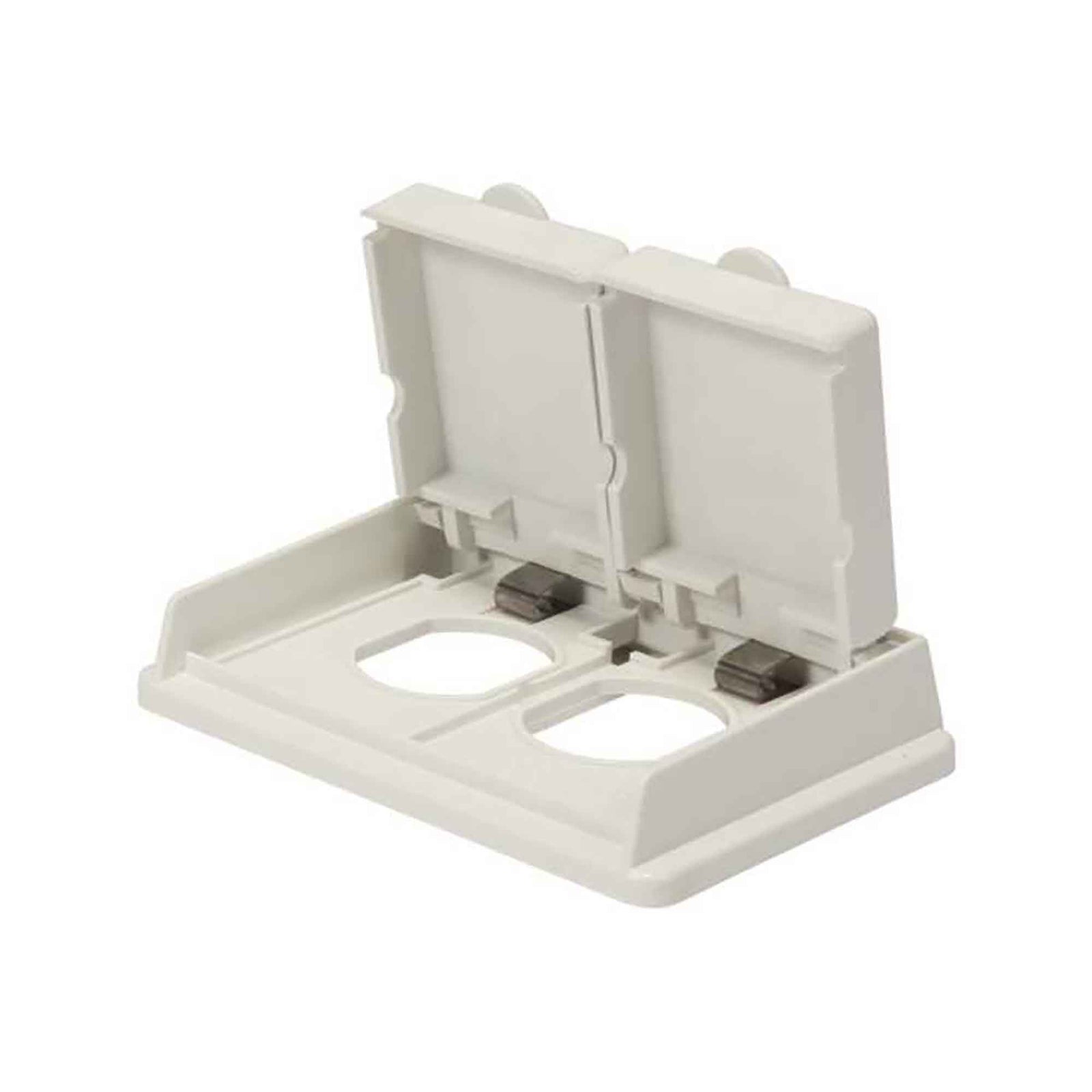 Couvercle horizontal de réceptacle pour boîte à 1 groupe avec prise double en PVC RWDRE15/10, blanc