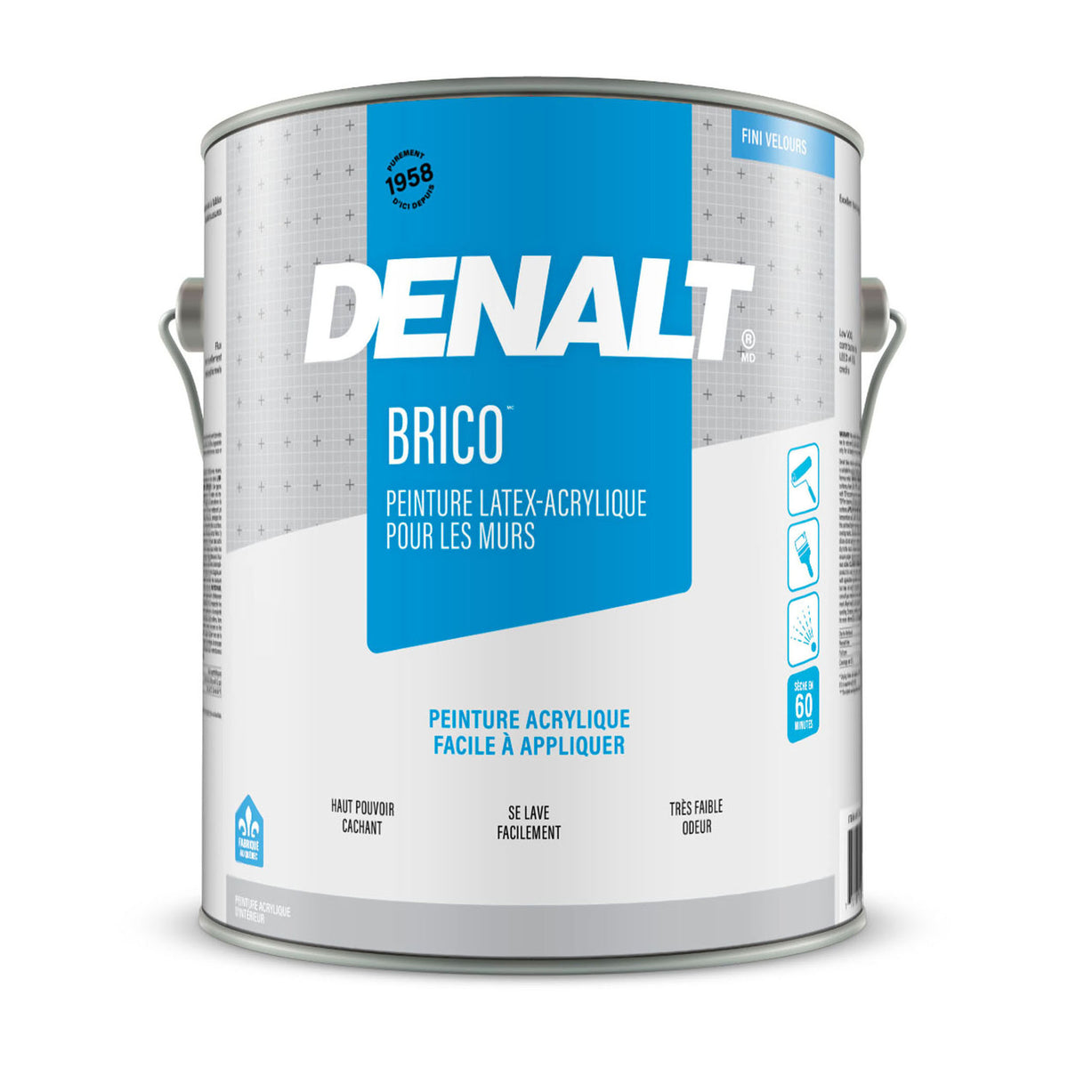 Peinture d'intérieure Brico latex-acrylique pour murs velours base 1, 3,7 L