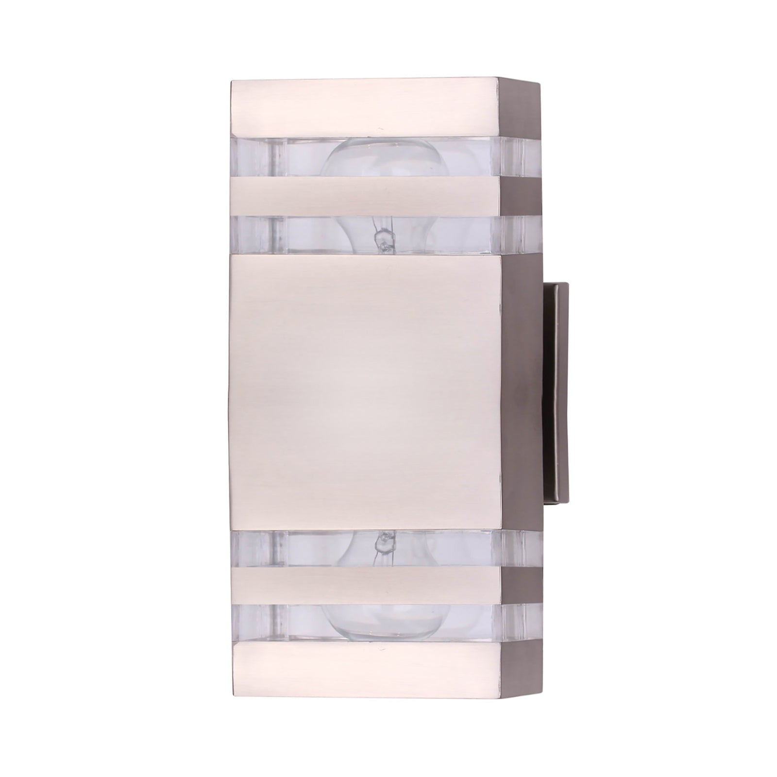 Luminaire mural extérieur à 2 lumières de la collection Arosa, nickel satiné