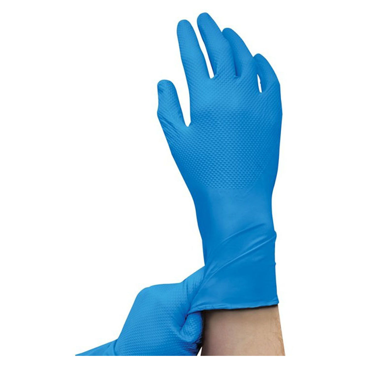 Gants en nitrile bleu jetable sans poudre et avec prise en diamant, 2 T-grand (50 unités) 