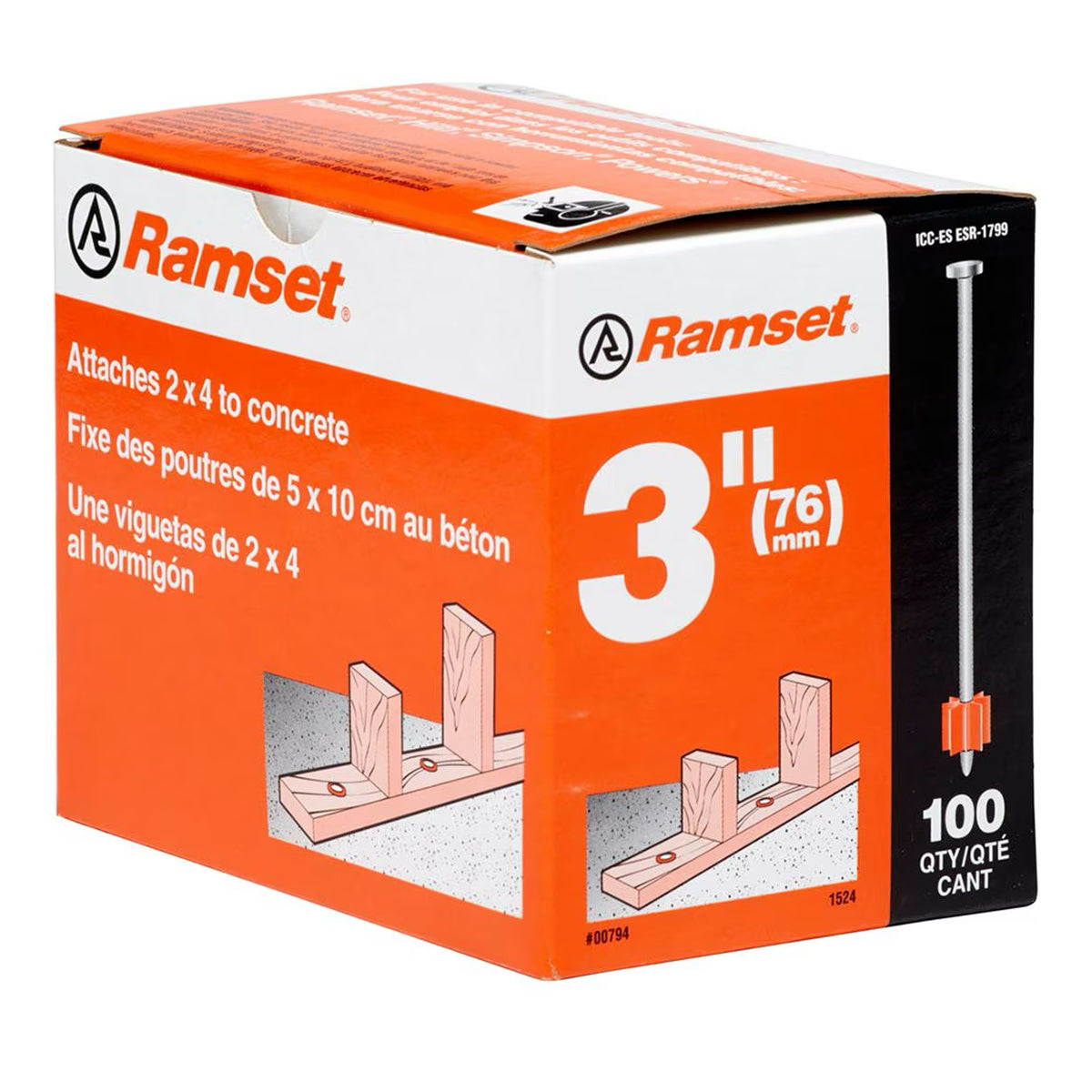 Goujon d'ancrage pour béton, 3" (100 unités)