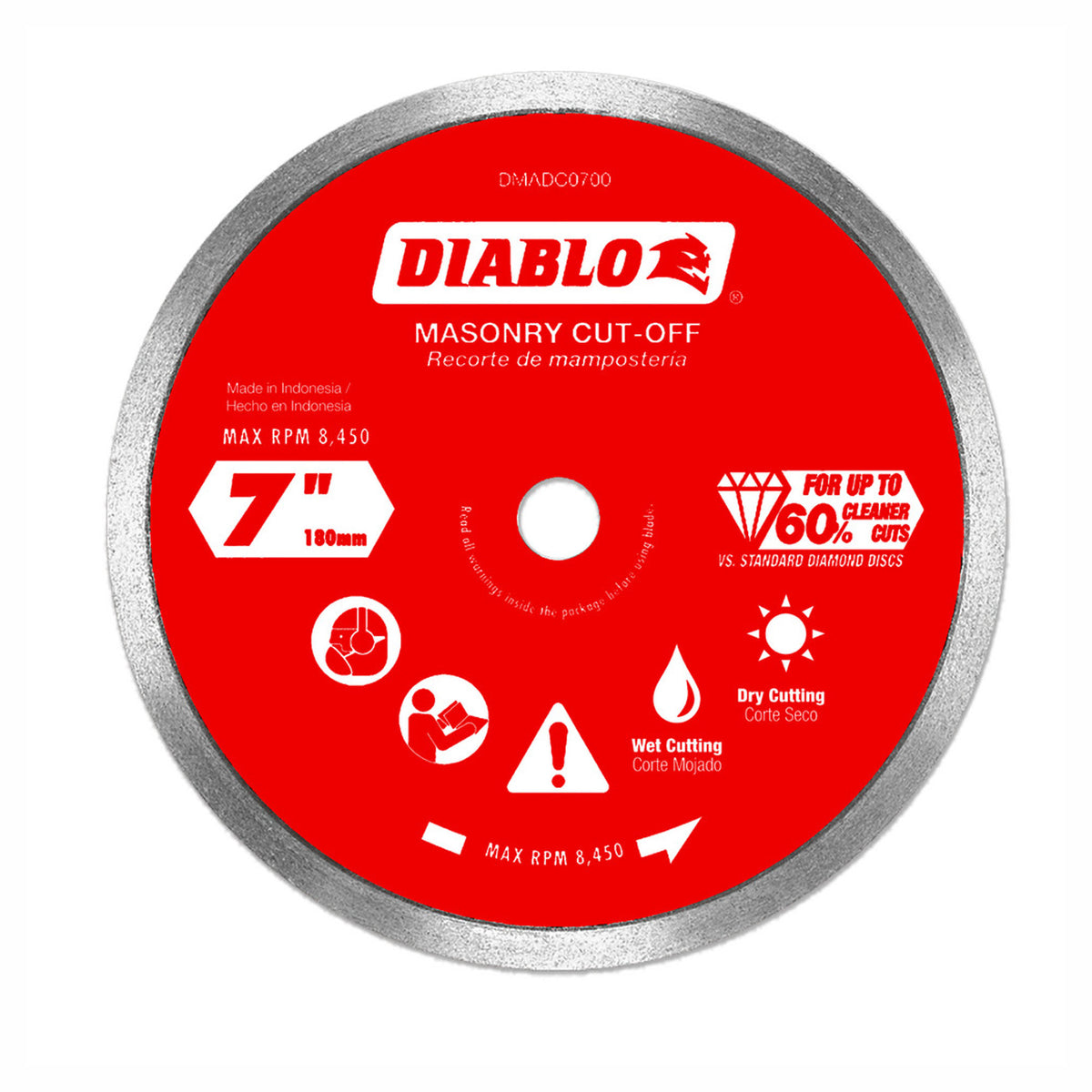 Disque de tronçonnage pour maçonnerie à bordure diamantée continue, 7"