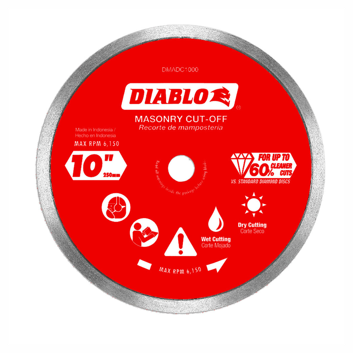 Disque de tronçonnage pour maçonnerie à bordure diamantée continue, 10"
