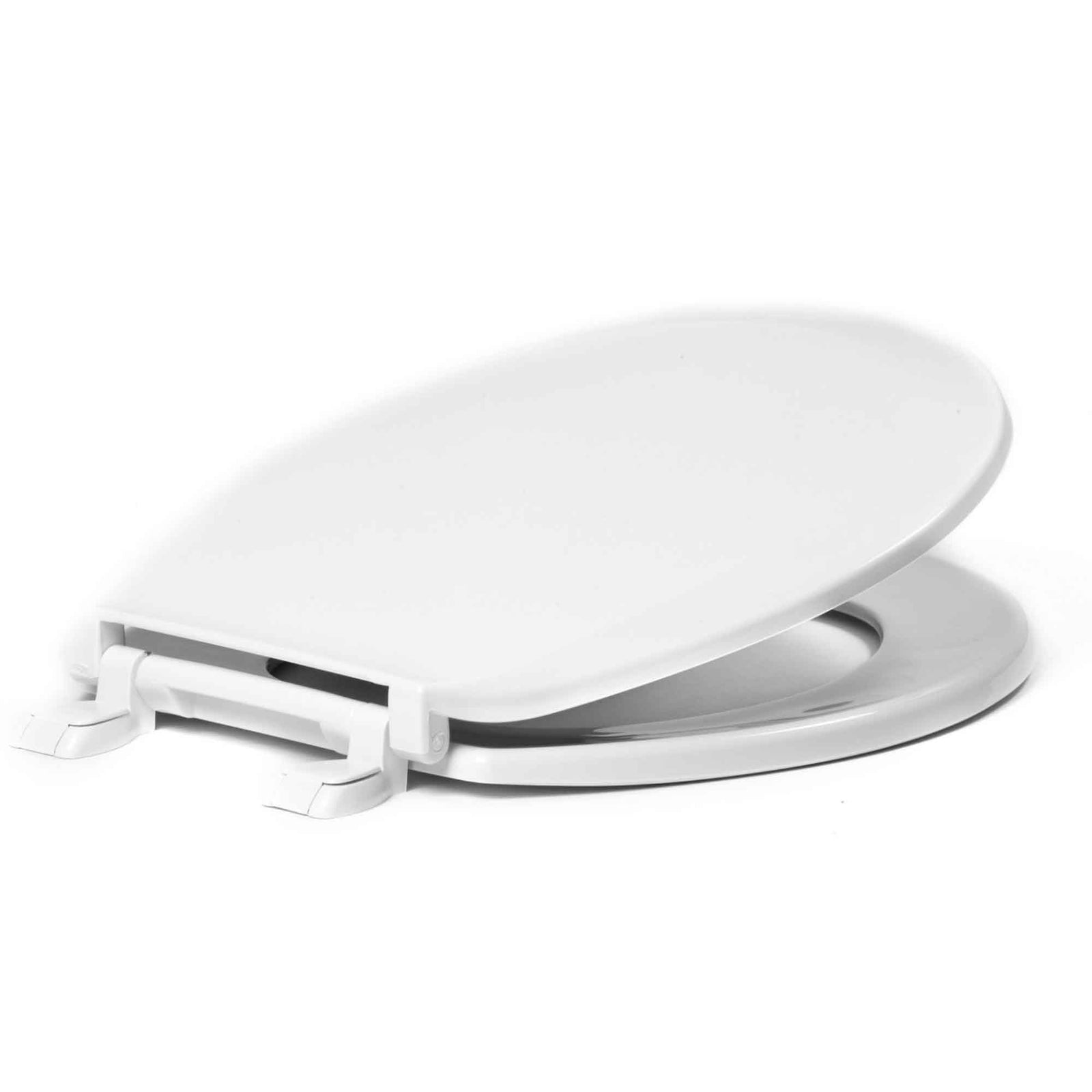 Siège de toilette standard rond avec couvert blanc lustré, 16,5" x 14,5" x 2" 
