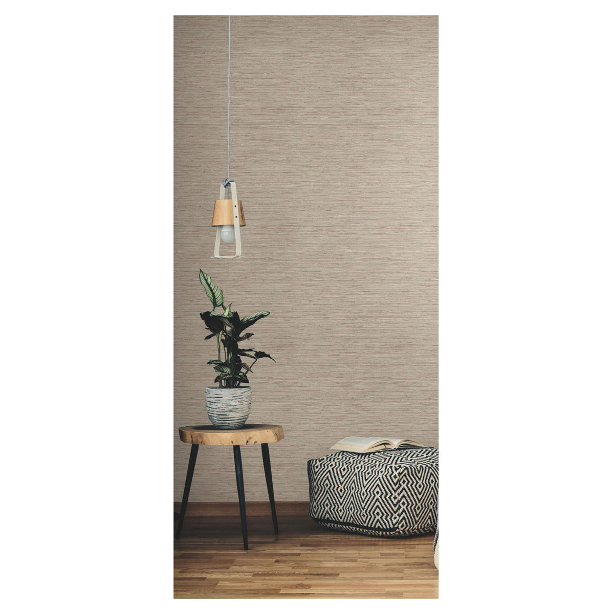 Papier peint adhésif à imitation de fibre végétale, 20,5" x 16,5' (taupe)