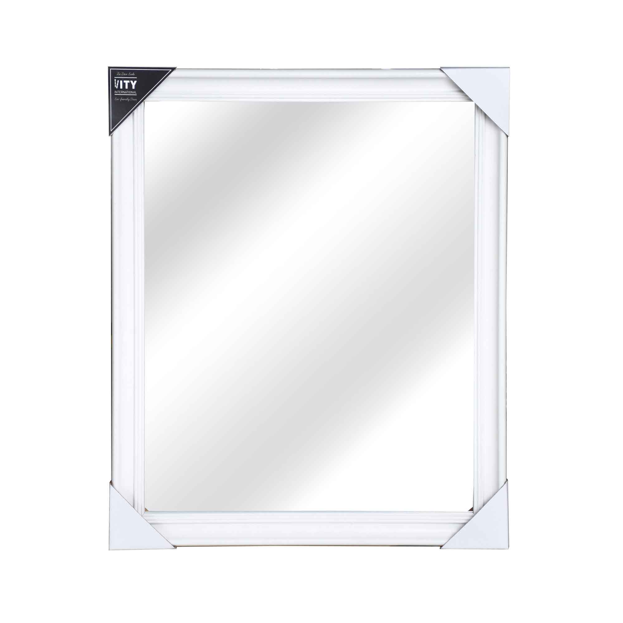 Miroir rectangulaire avec cadre de couleur blanche, 16" x 20"