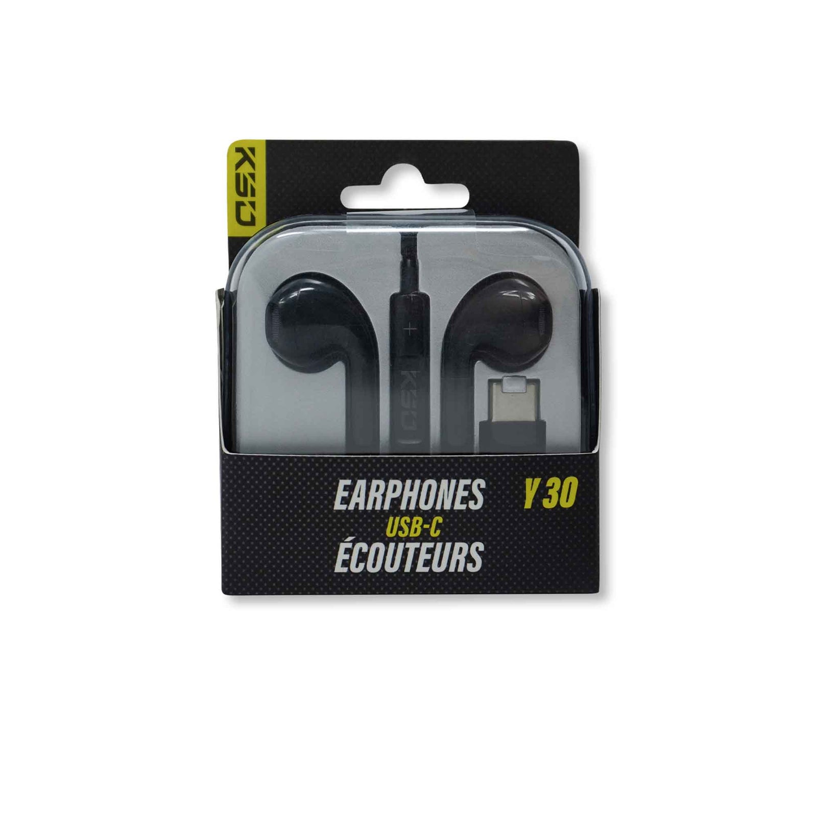 Écouteurs avec fil Y30 et prise USB-C dotés d’un microphone et d'un contrôle de son, noir