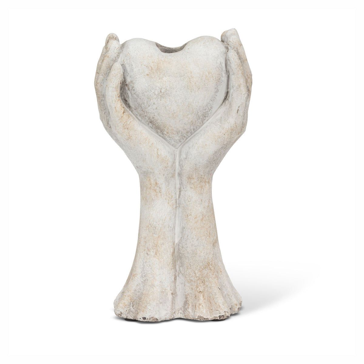Bougeoir en forme de mains tenant un cœur pour chandelle effilée, 8"