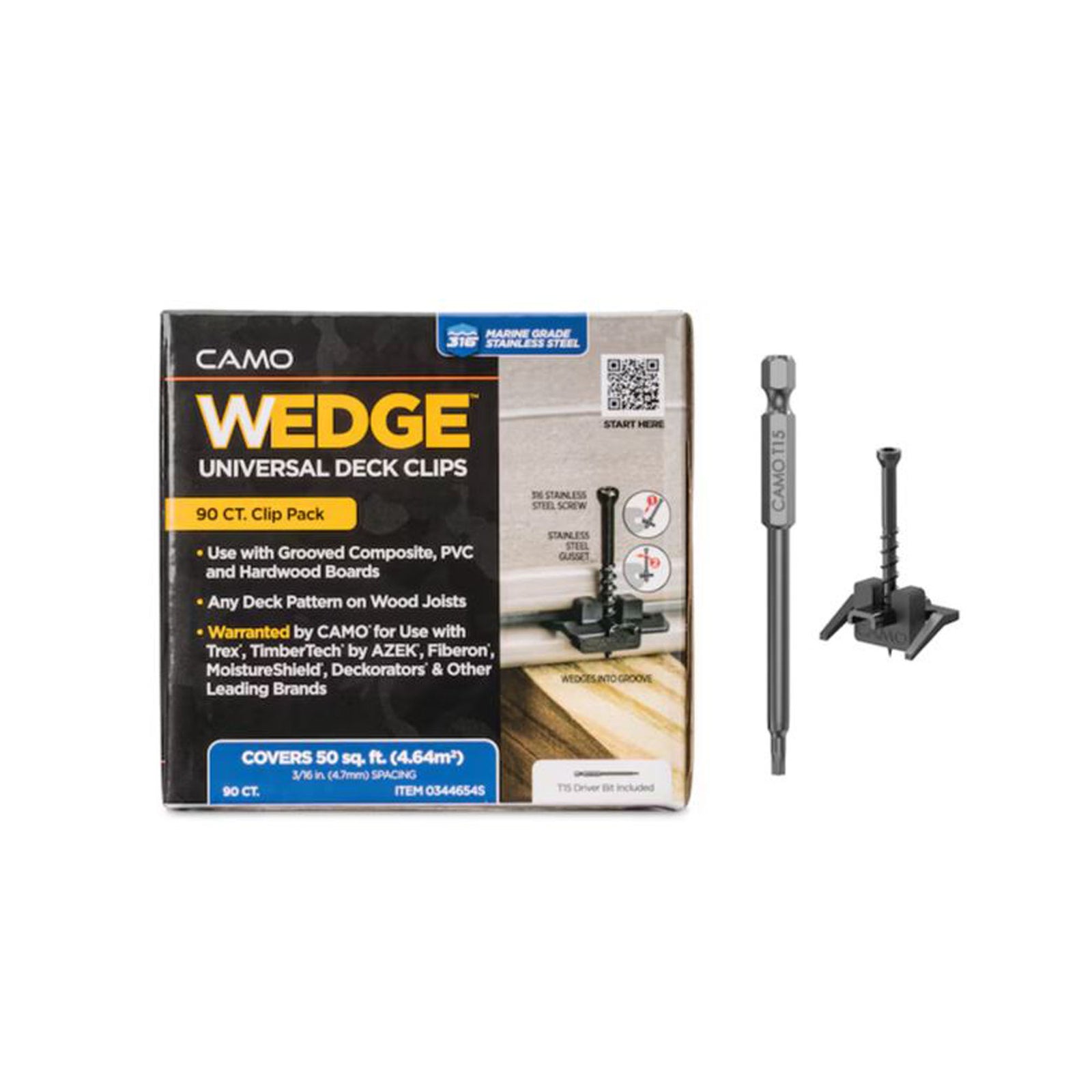 Fixation dissimulée pour terrasse WEDGE, 90 unités