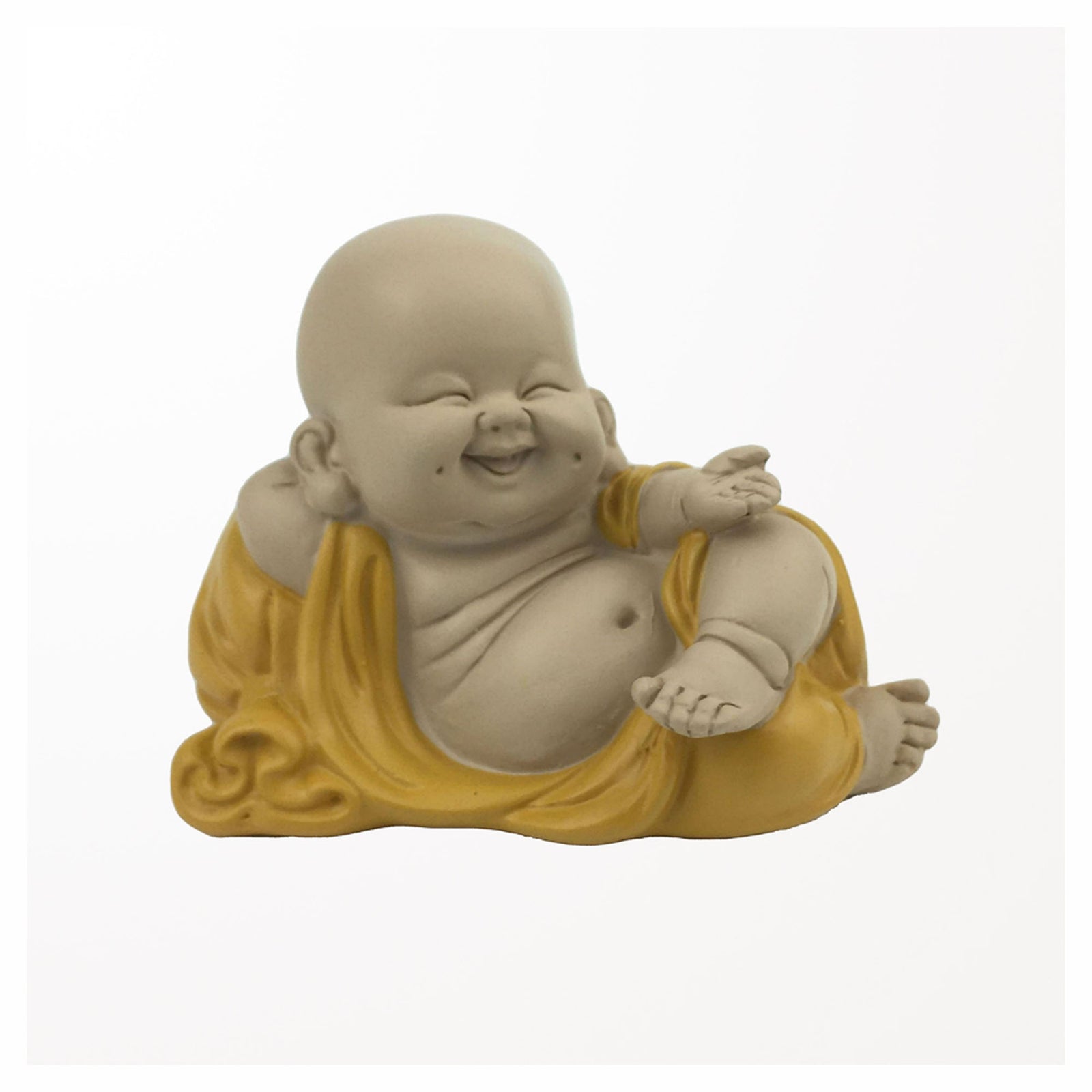 Statue de petit moine en polyrésine « relaxant », 4-1/4" x 3-1/2" x 3-1/4"