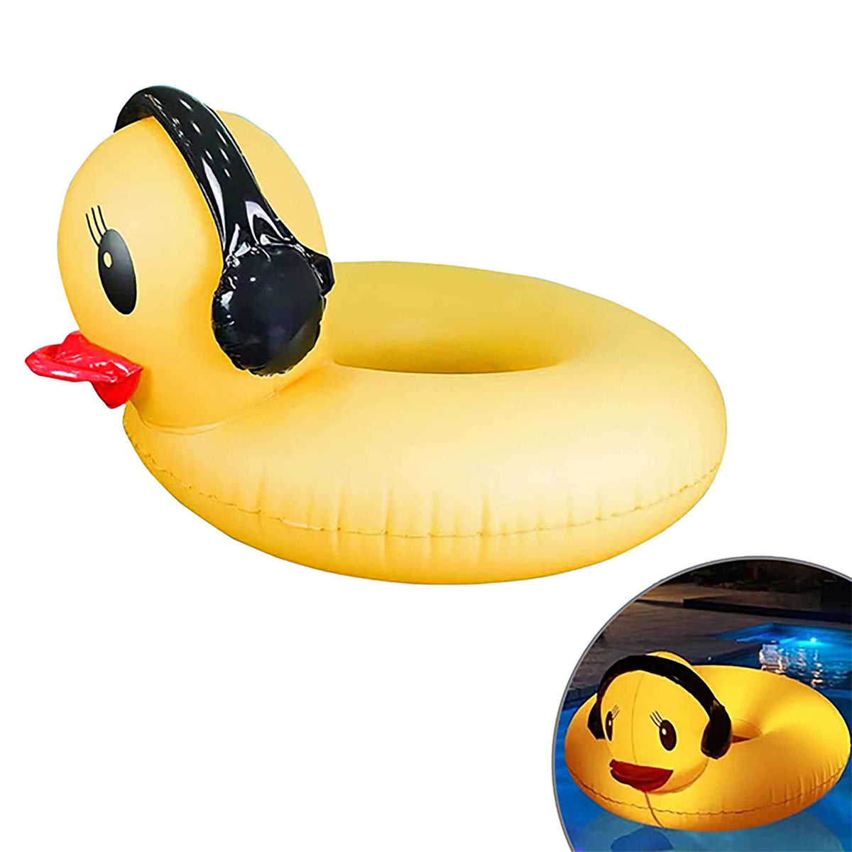 Tube flotteur en forme de canard avec éclairage DEL solaire, 43''