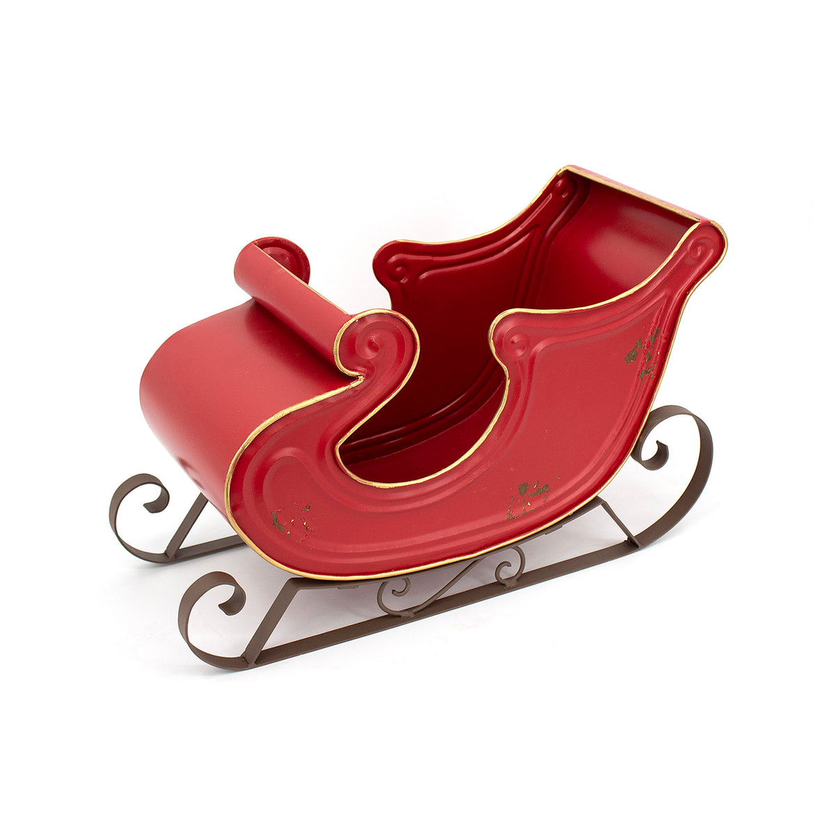 Traîneau du Père Noël en métal rouge, 19'' x 11''