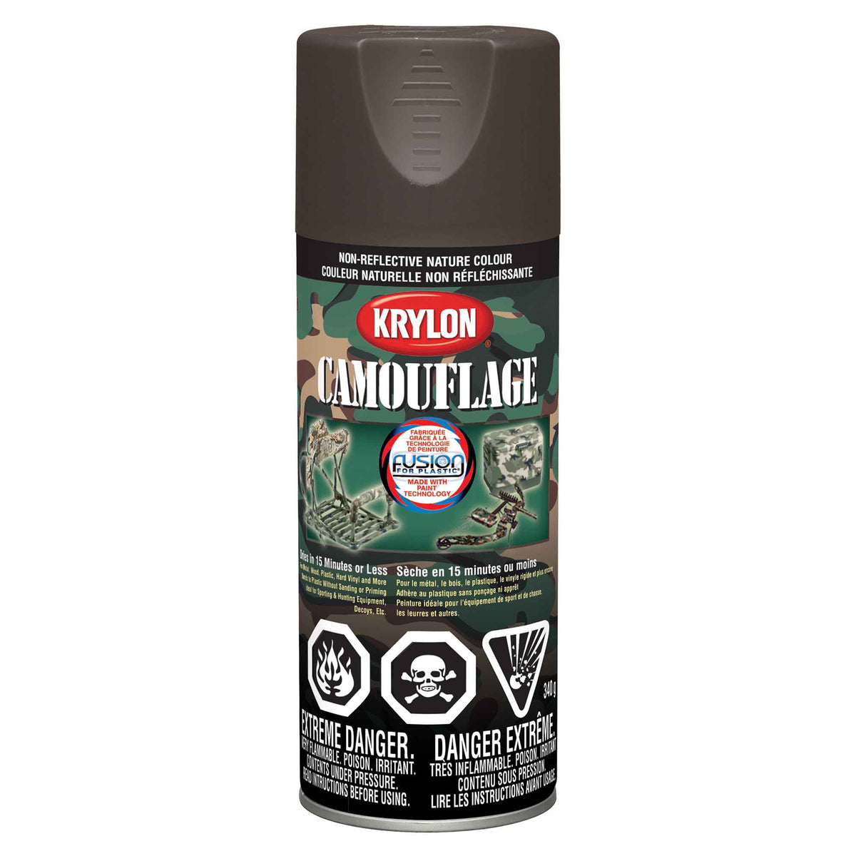 Krylon peinture aérosol de camouflage brun mat, 340 g