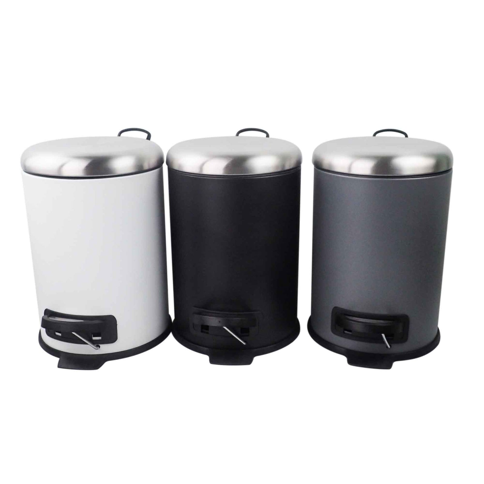 Poubelle ronde en métal avec couvercle en acier inoxydable, 3 L (choix entre 3 couleurs)