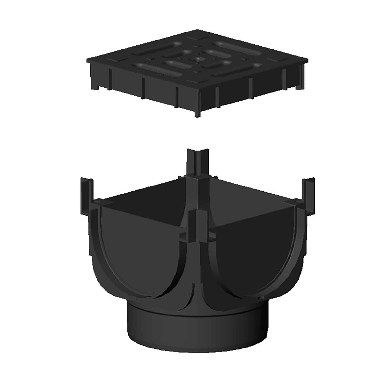 Unité d’angle universel Top X Hauraton avec grille en polypropylène, 5,39" x 5,39" x 4,92''