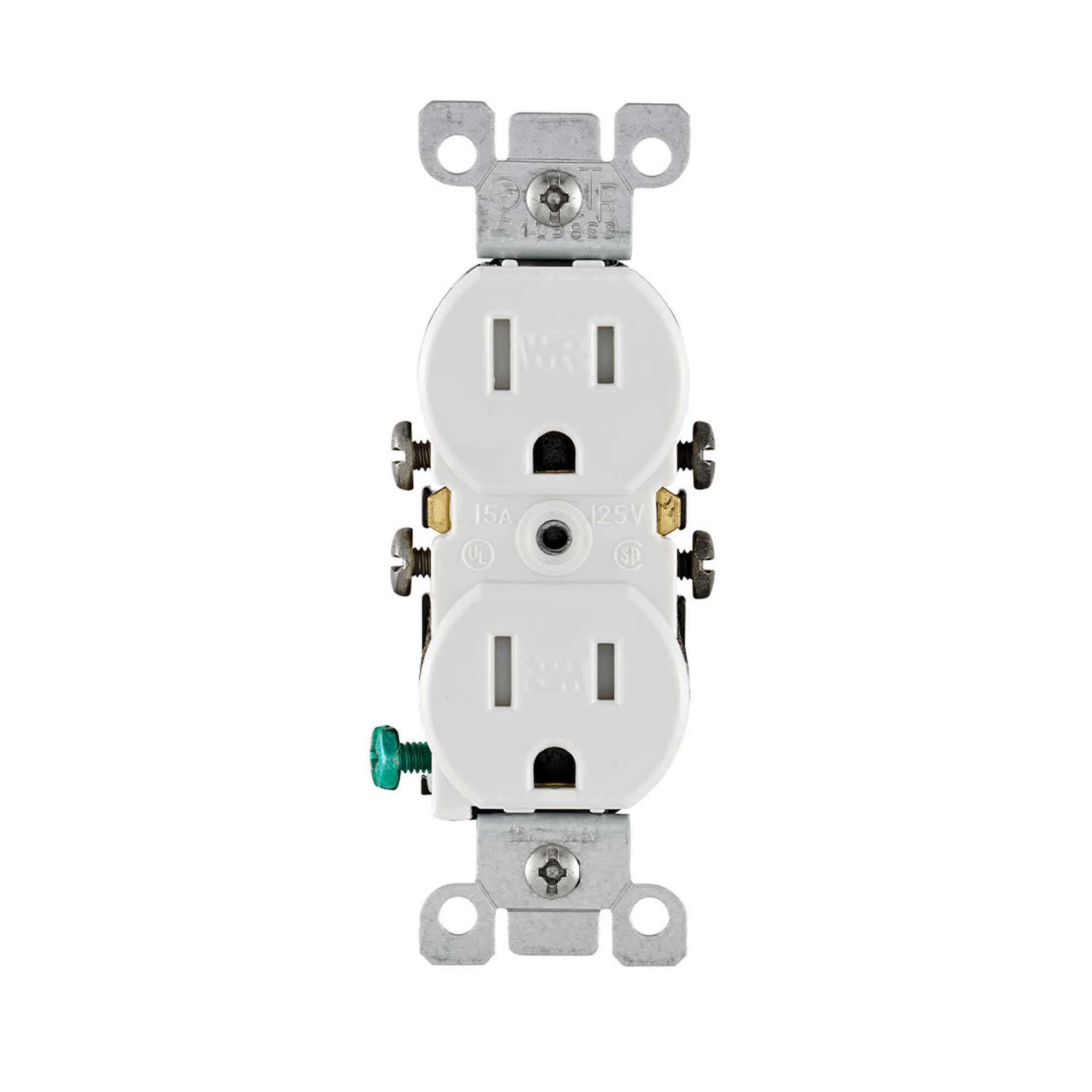 Prise double résistante aux intempéries de 15 A / 125 V, blanc