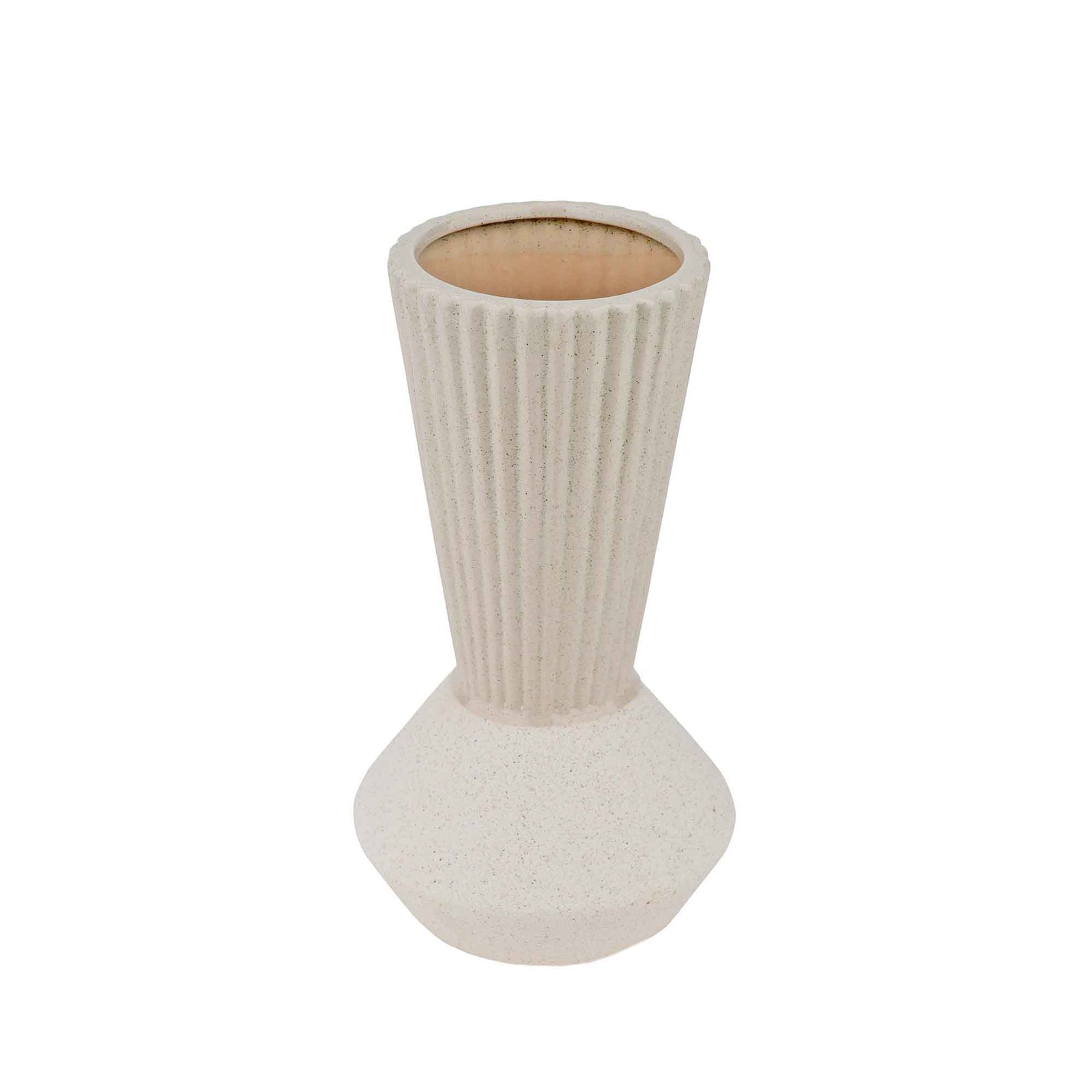 Vase en porcelaine à haut col strié, 8,85'