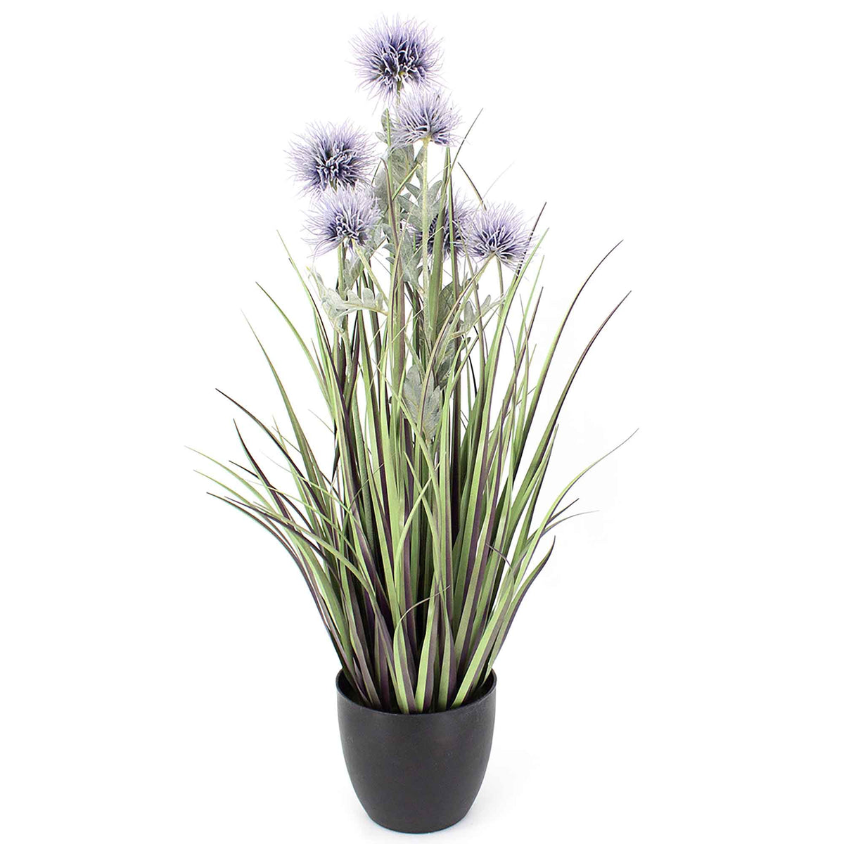Graminée artificielle avec chardons en pot, 35" 