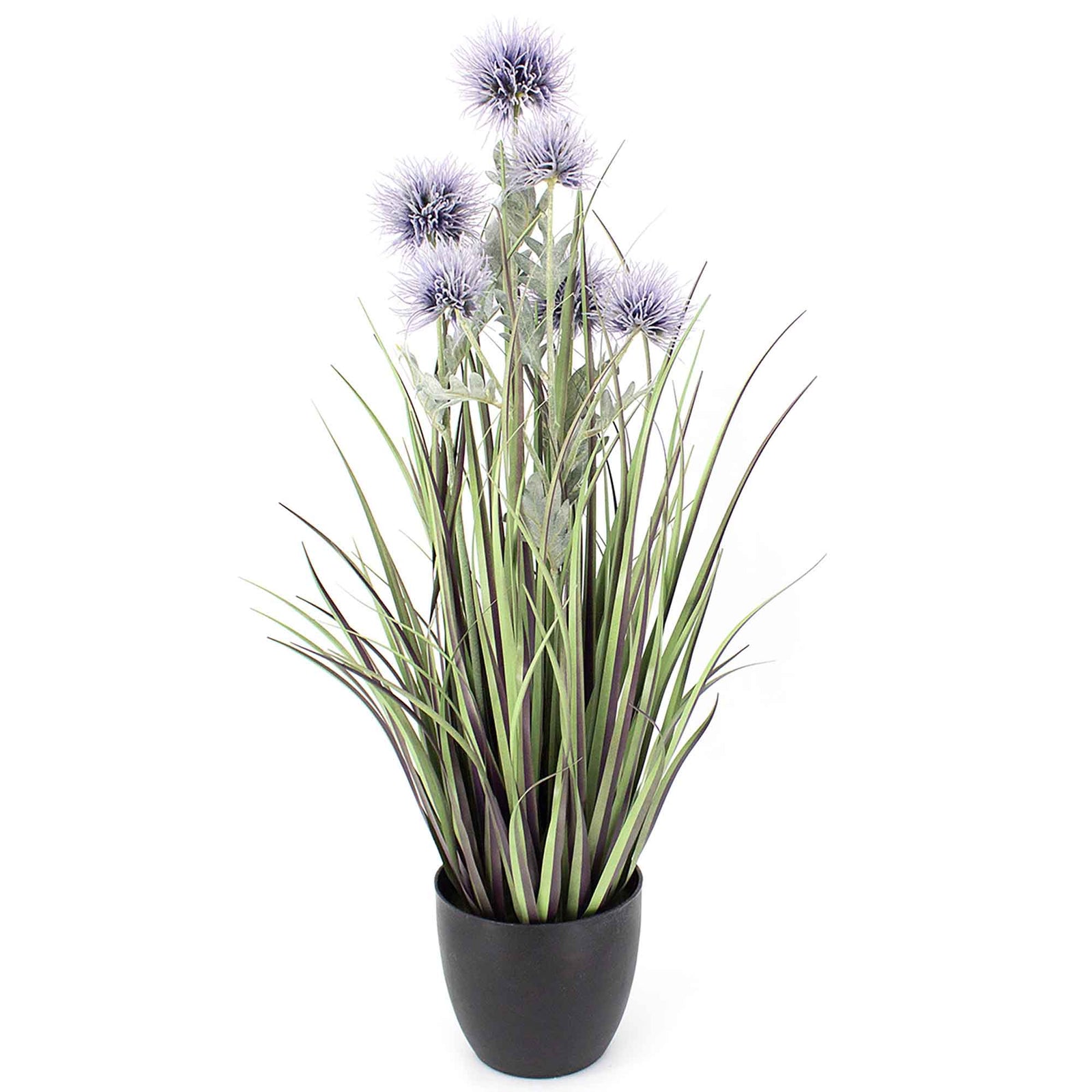 Graminée artificielle avec chardons en pot, 35" 