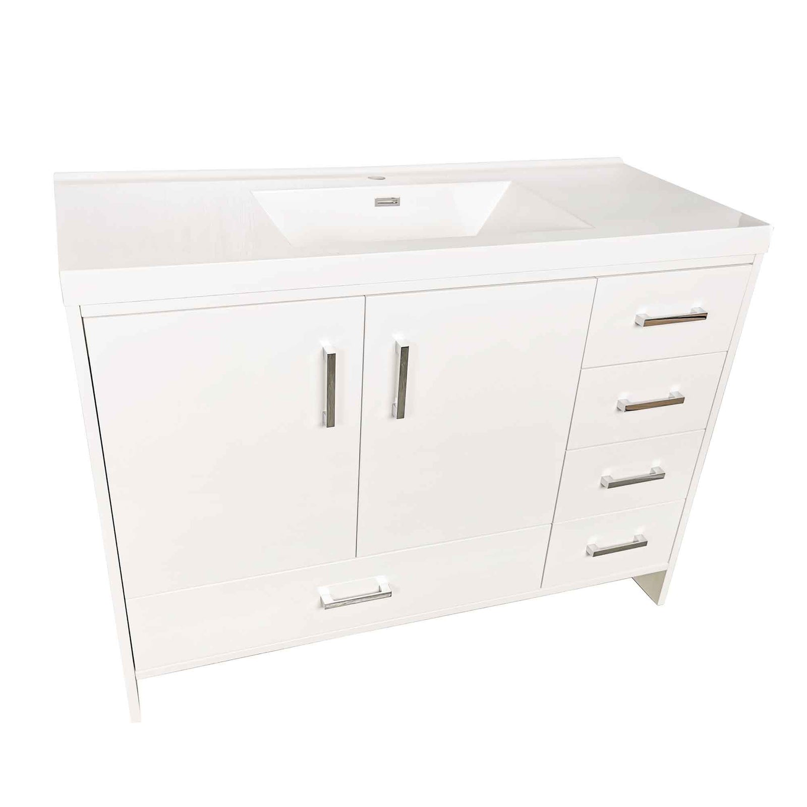 Meuble-lavabo autoportant à 2 portes et 4 tiroirs, 48'' (blanc)