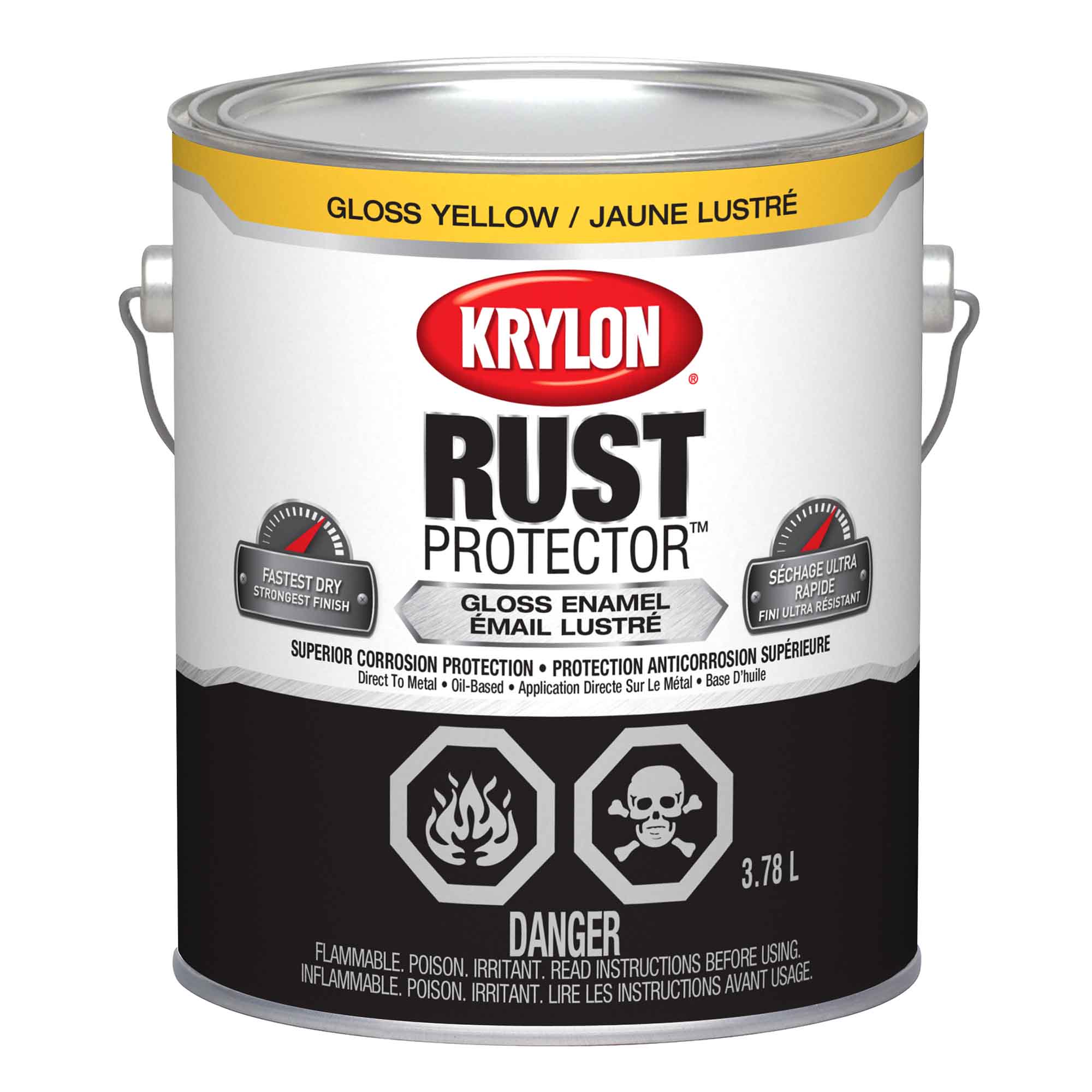 Krylon Rust Protector émail lustré jaune, 3,78 L