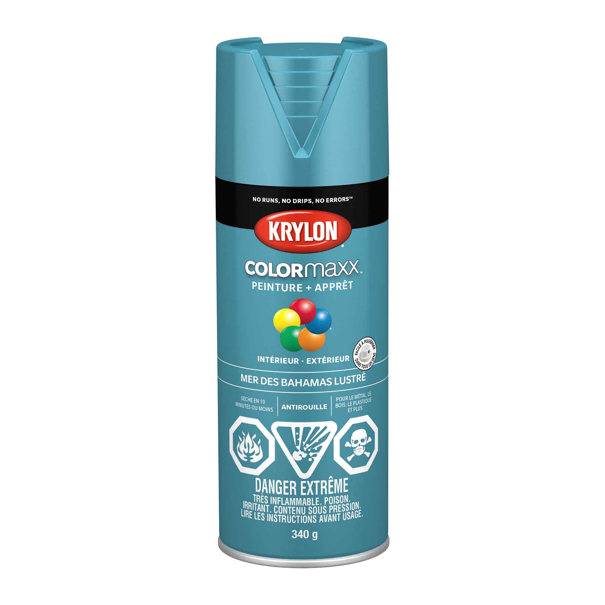 Krylon aérosol COLORMAXX peinture + apprêt mer des Bahamas lustré, 340 g