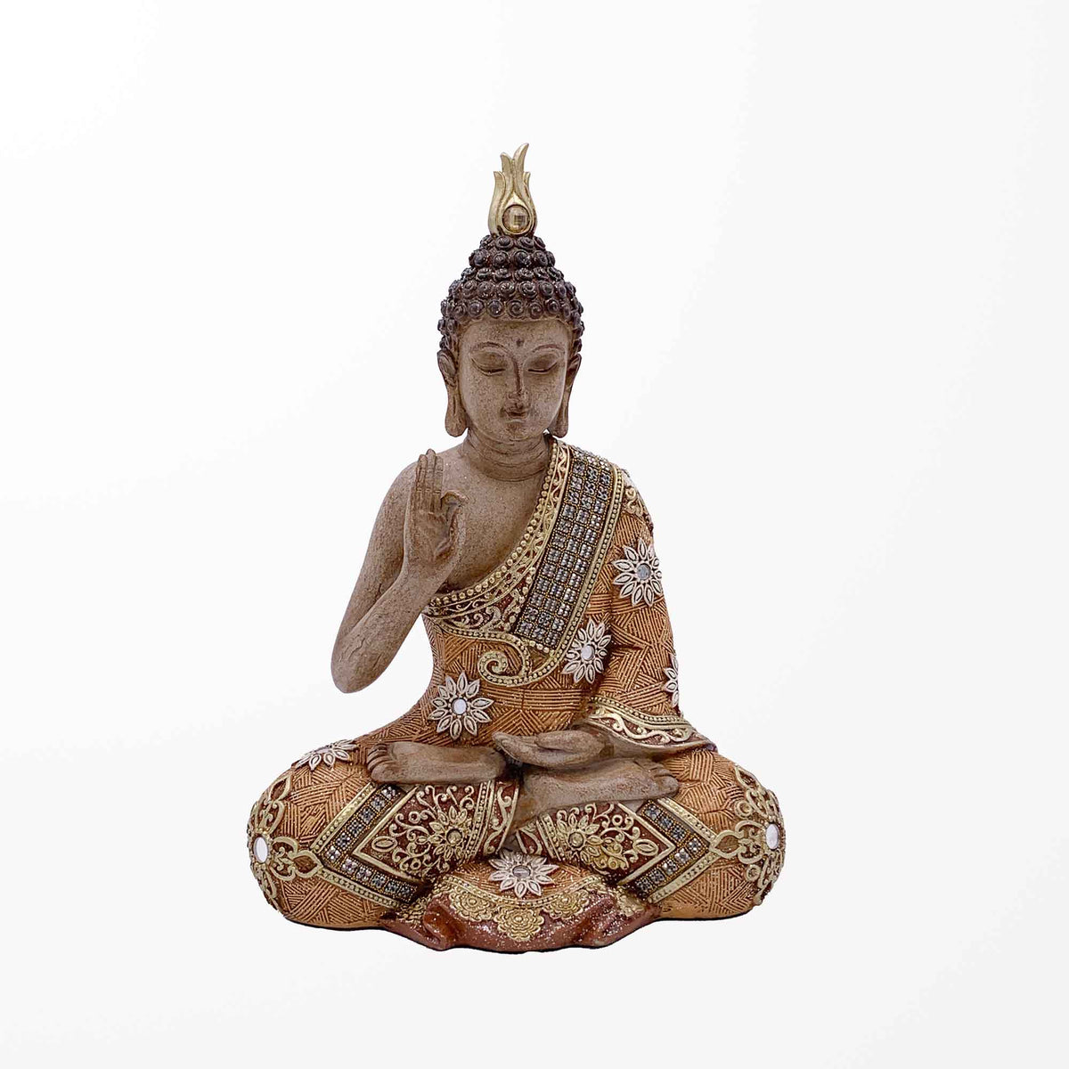 Statuette de bouddha en pose de bénédiction, 7&#39;&#39; x 4&#39;&#39; x 9-1/2&#39;&#39; 