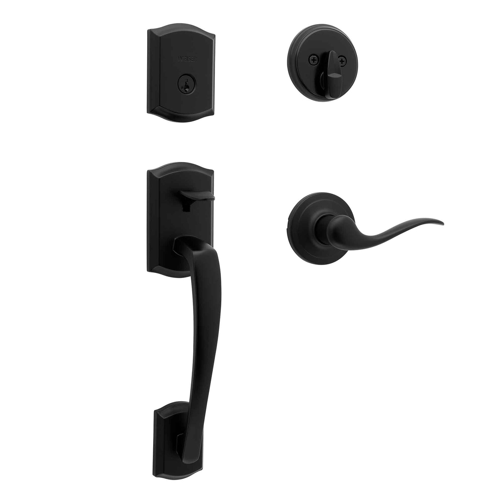 Clenche d’entrée Prescott avec levier Toluca et SmartKey, noir mat