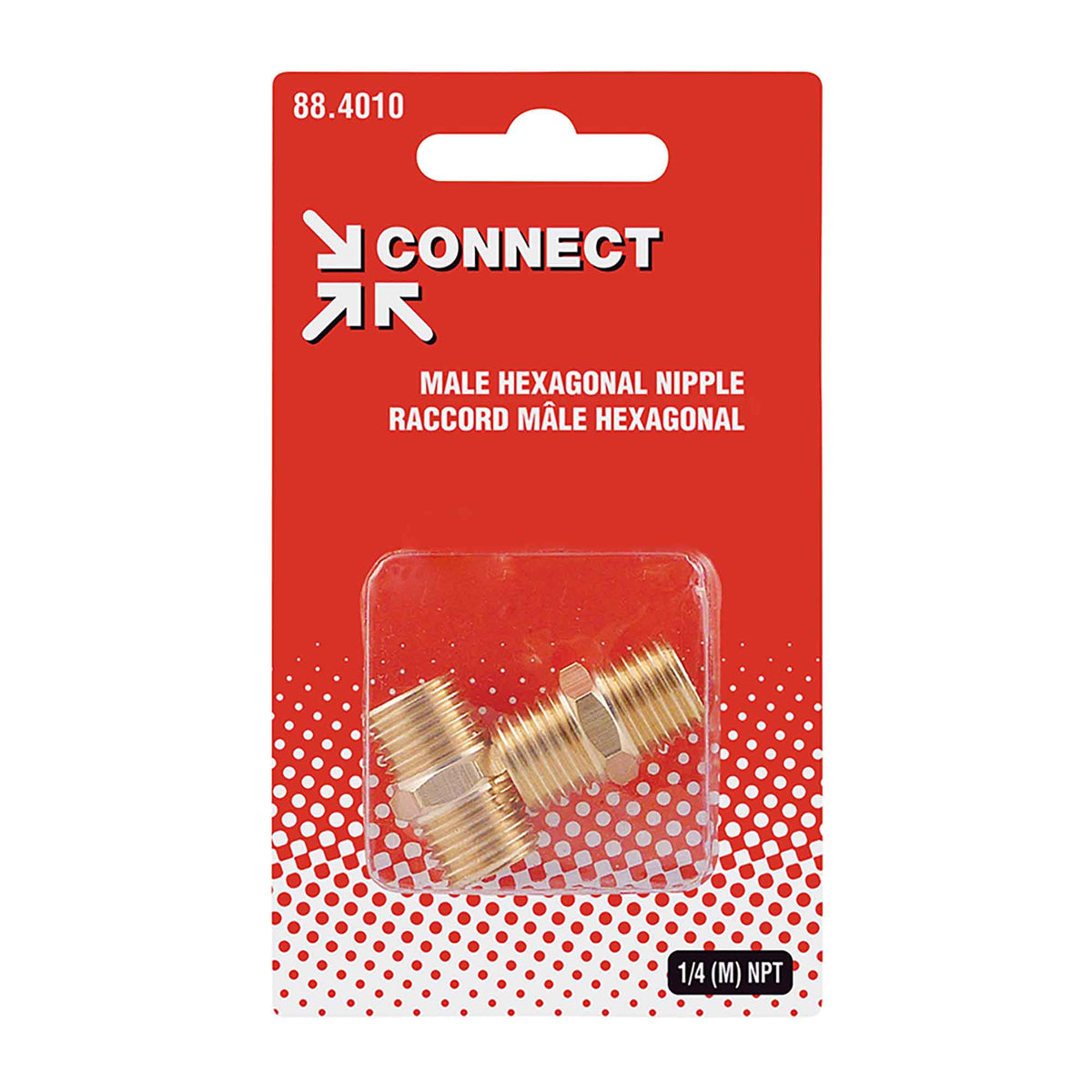 Raccord mâle hexagonal d&#39;air comprimé de 1/4 (M) NPT, 2 pièces