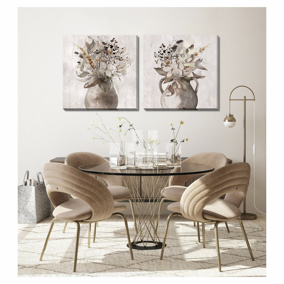 Canevas d'arrangement floral d'automne II, 24" x 24"  