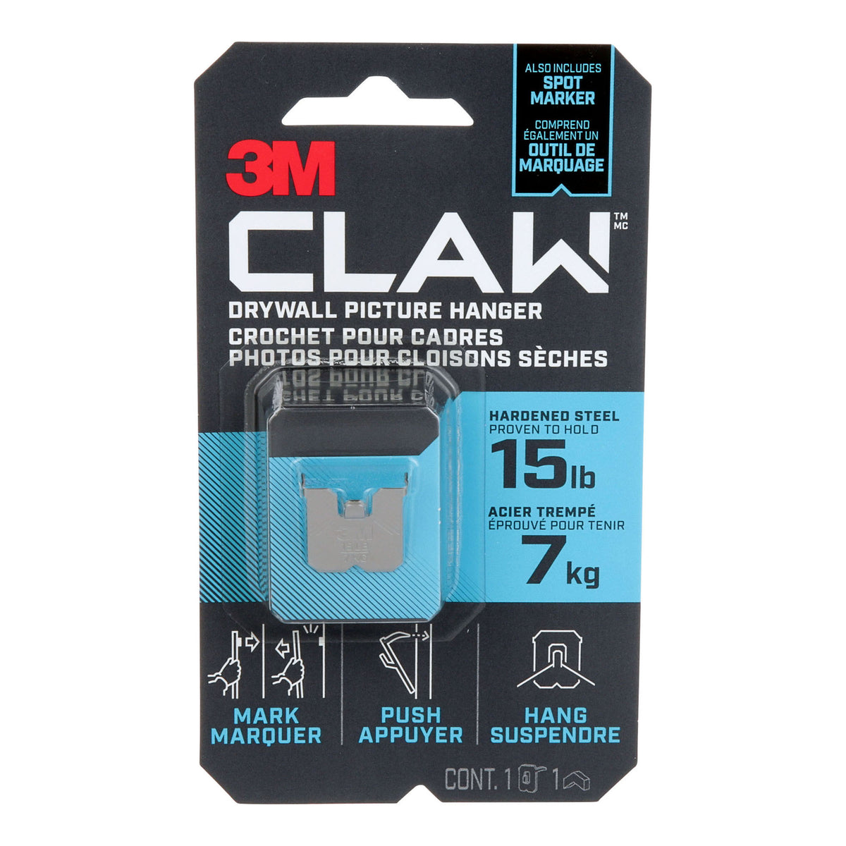Crochet CLAW pour cadres pour cloisons sèches, 7 kg (15 lb)