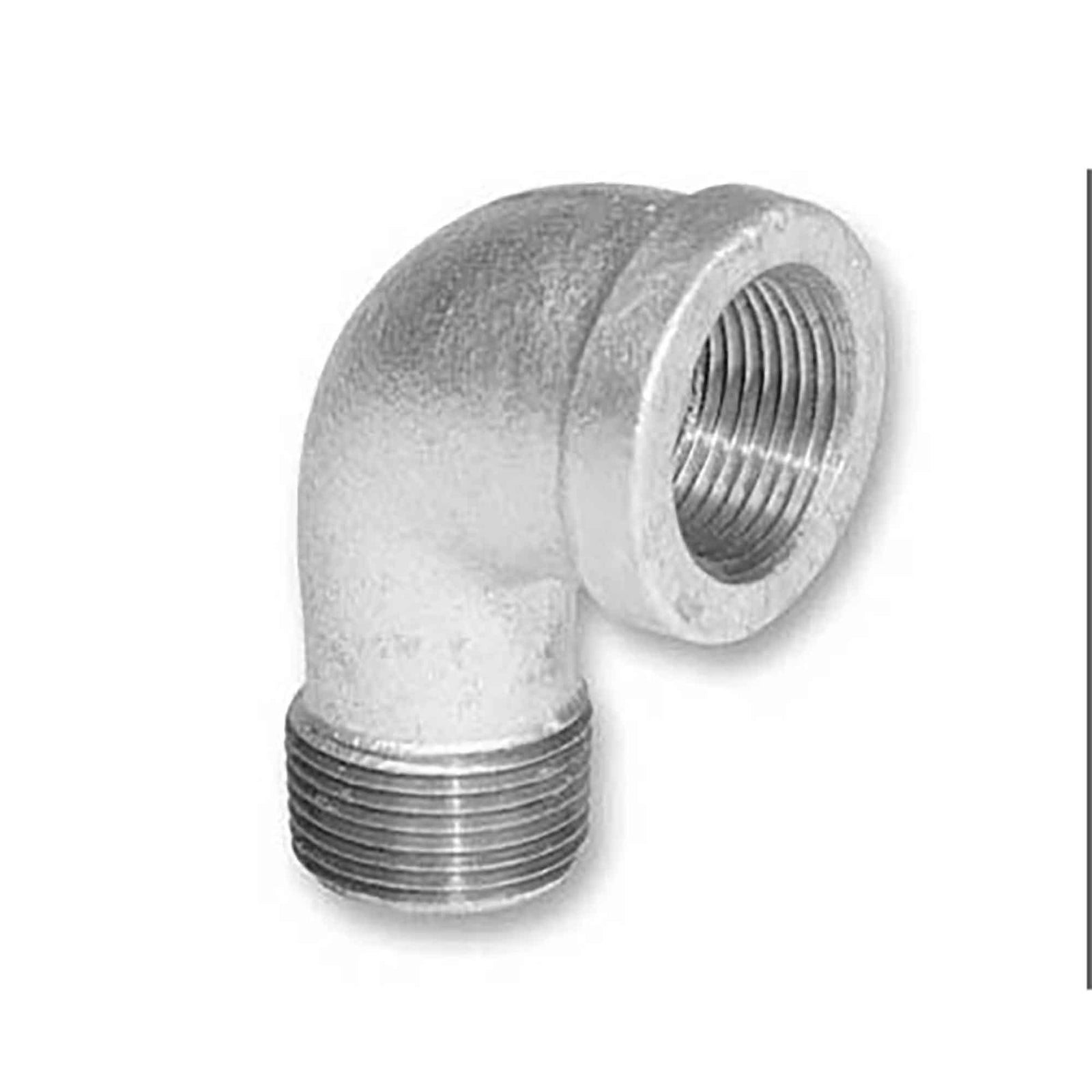 Raccord en coude de 90° en fonte galvanisée, 1/2" M x F