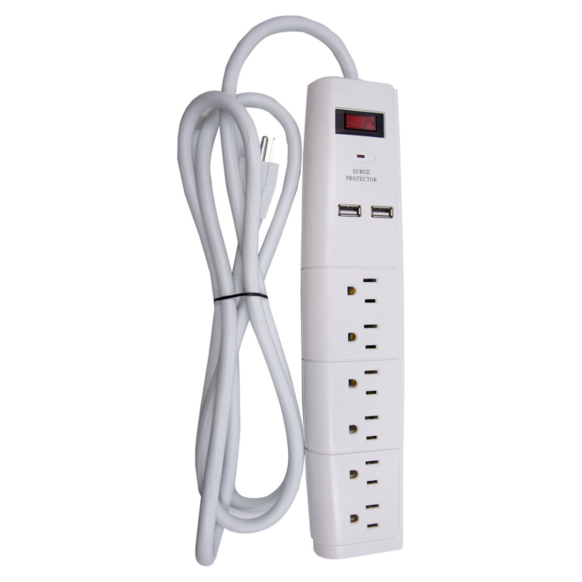 Barre multiprise parafoudre à 6 prises avec prises USB, 6' (blanc)