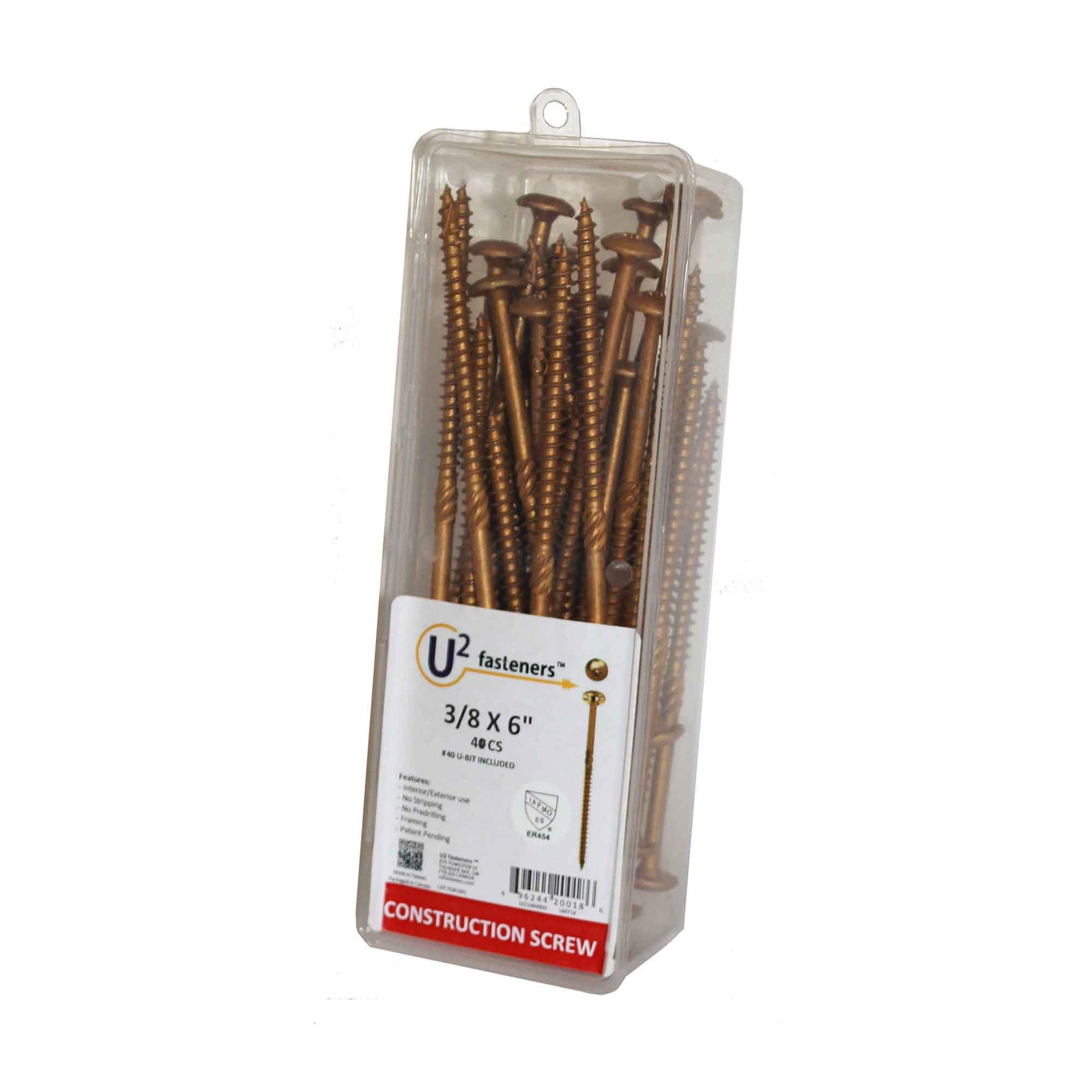 Vis de construction U2 Fasteners, 3/8" x 6" (40 unités)