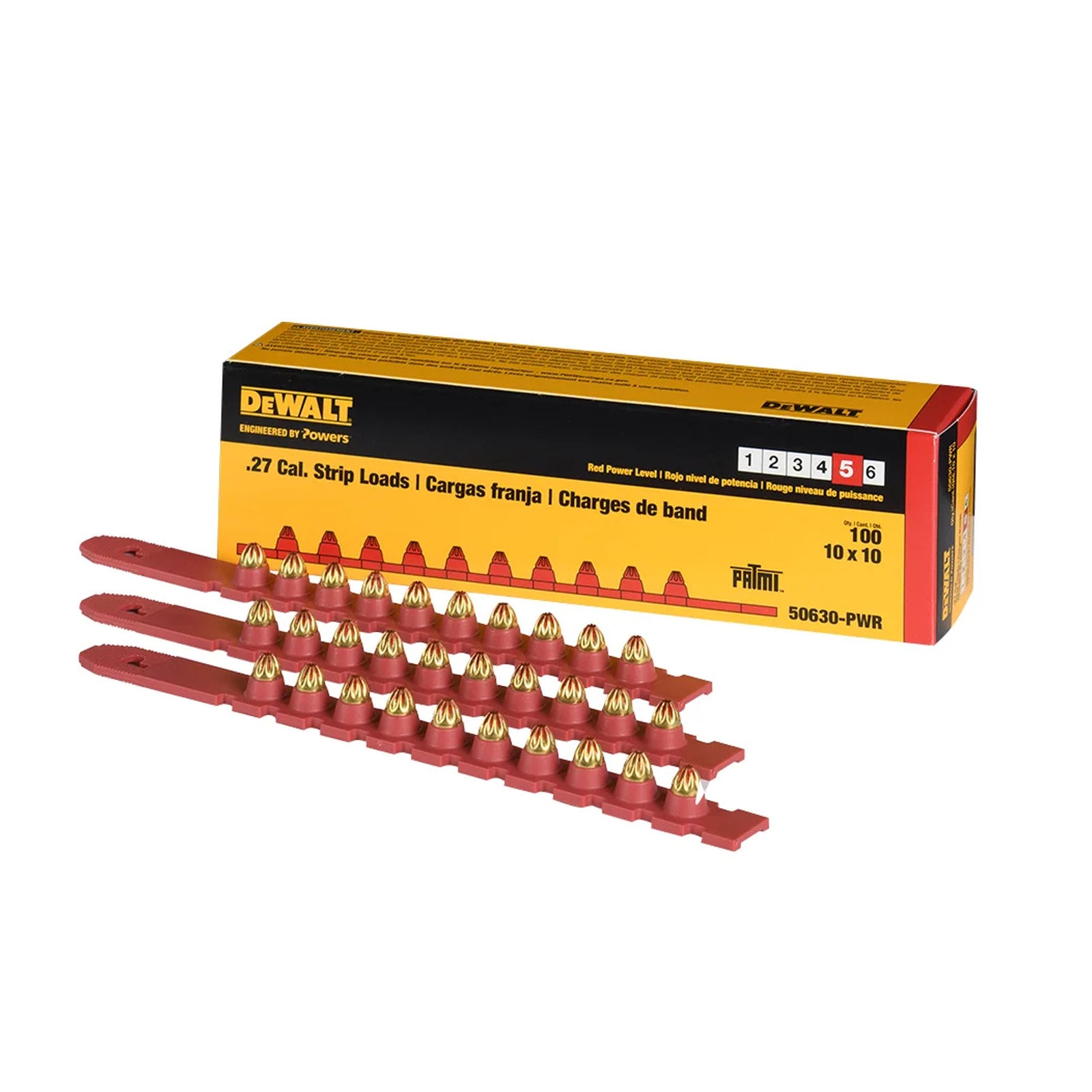 Cartouches rouges sur bandes calibre .27, 10 bandes (100 unités)