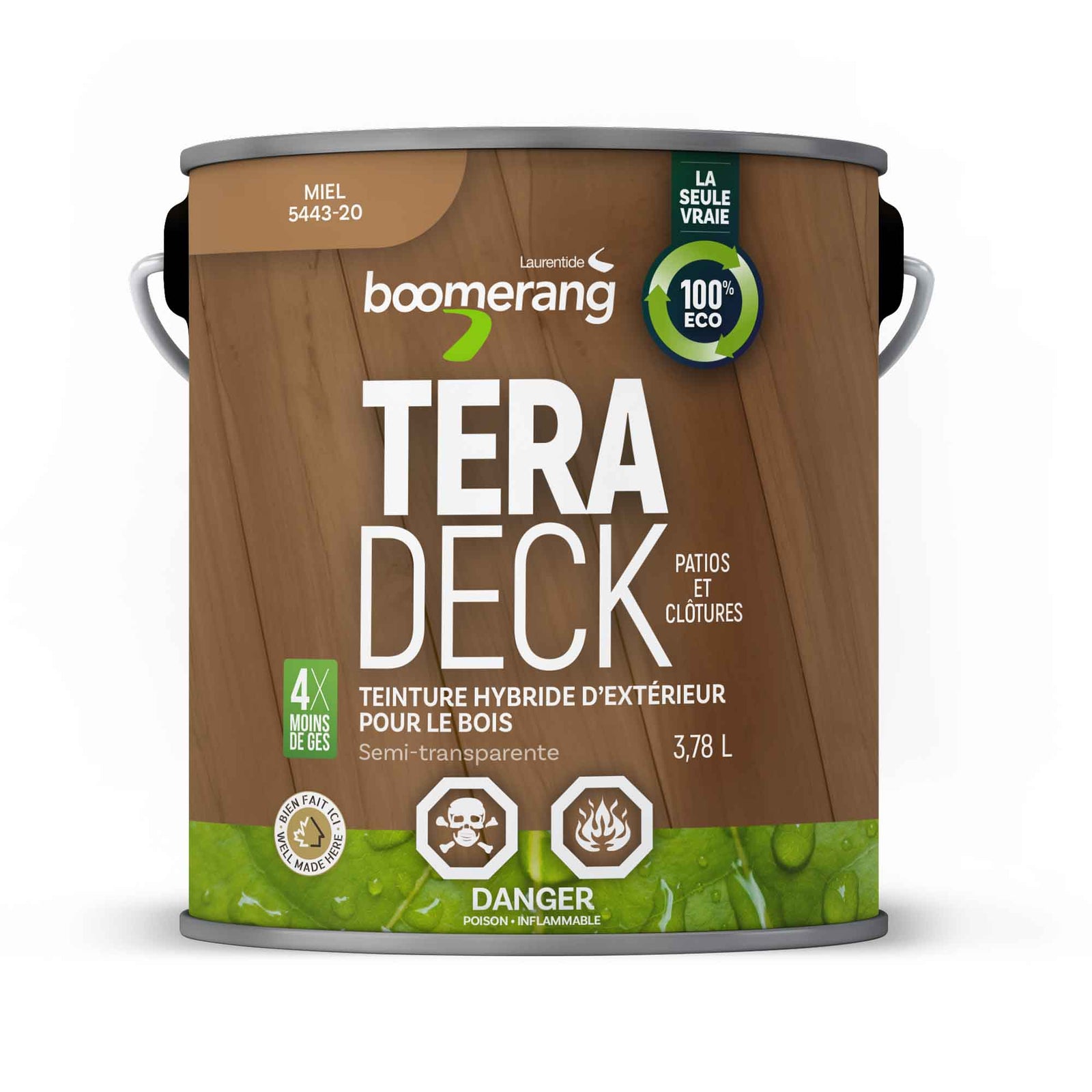 Teinture hybride d’extérieur pour le bois Tera Deck semi-transparent miel, 3,78 L