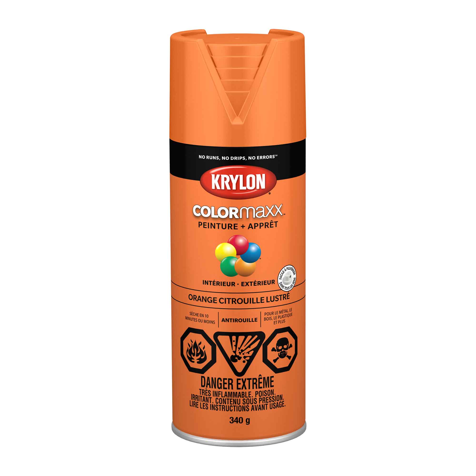 Krylon aérosol COLORMAXX peinture + apprêt orange citrouille lustré, 340 g