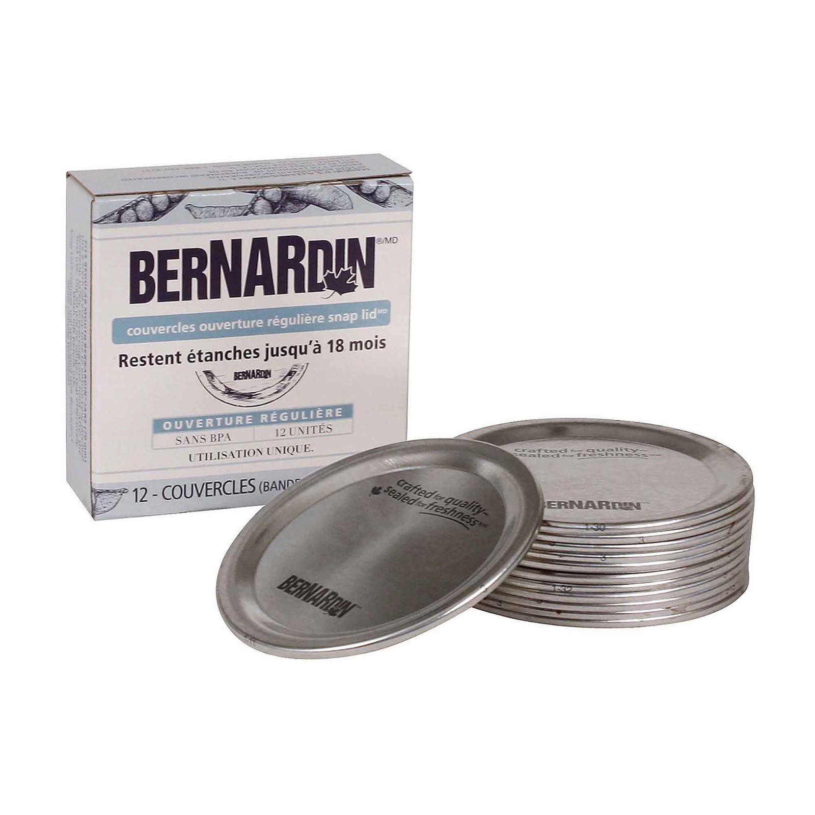 Couvercles Snap Lid pour pots Mason à ouverture régulière, 12 unités