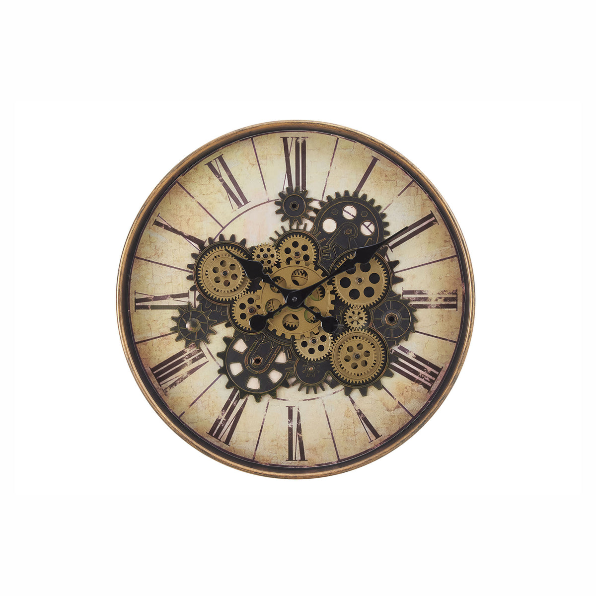 Horloge murale ronde avec mécanisme à engrenages, 20" (brun)