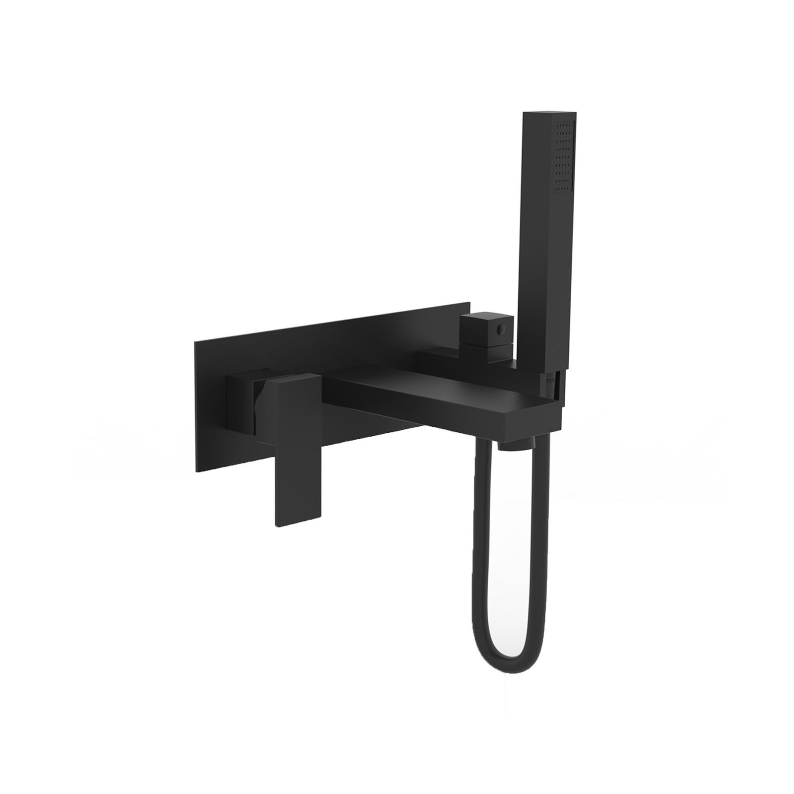 Robinetterie carrée pour baignoire à fixation murale SALLY-BK, noir mat