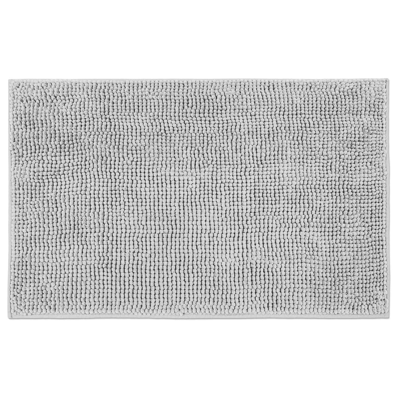 Tapis de bain en chenille, gris argent